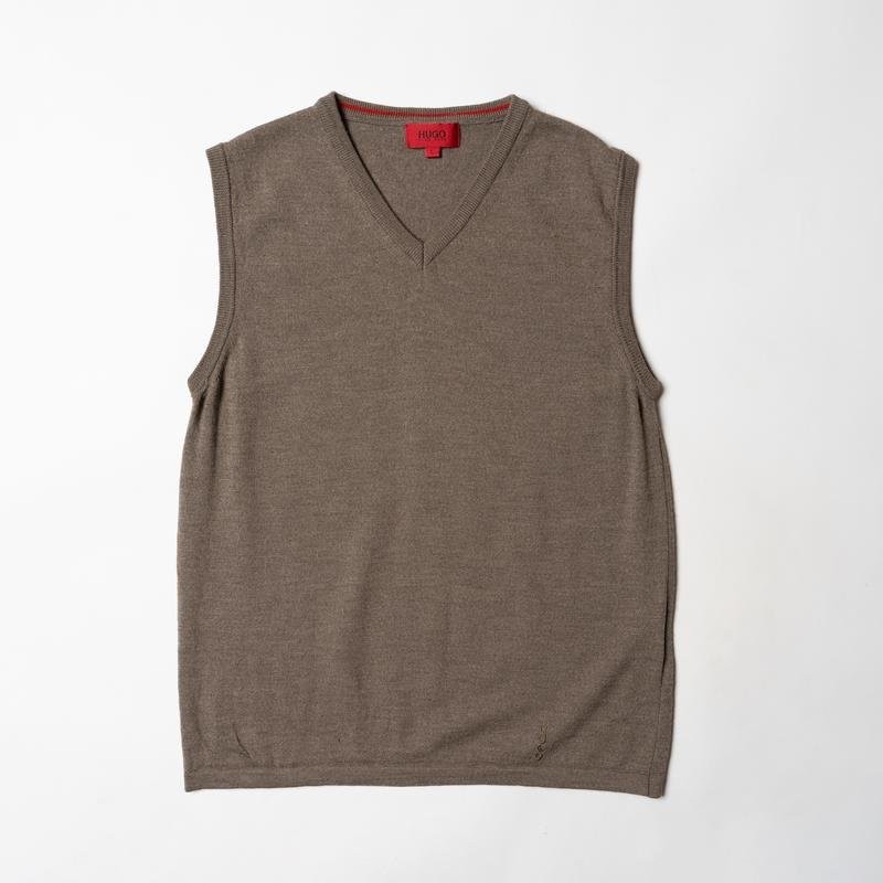 Men Hugo Boss Vest Brown Wool 38 / M / 46
