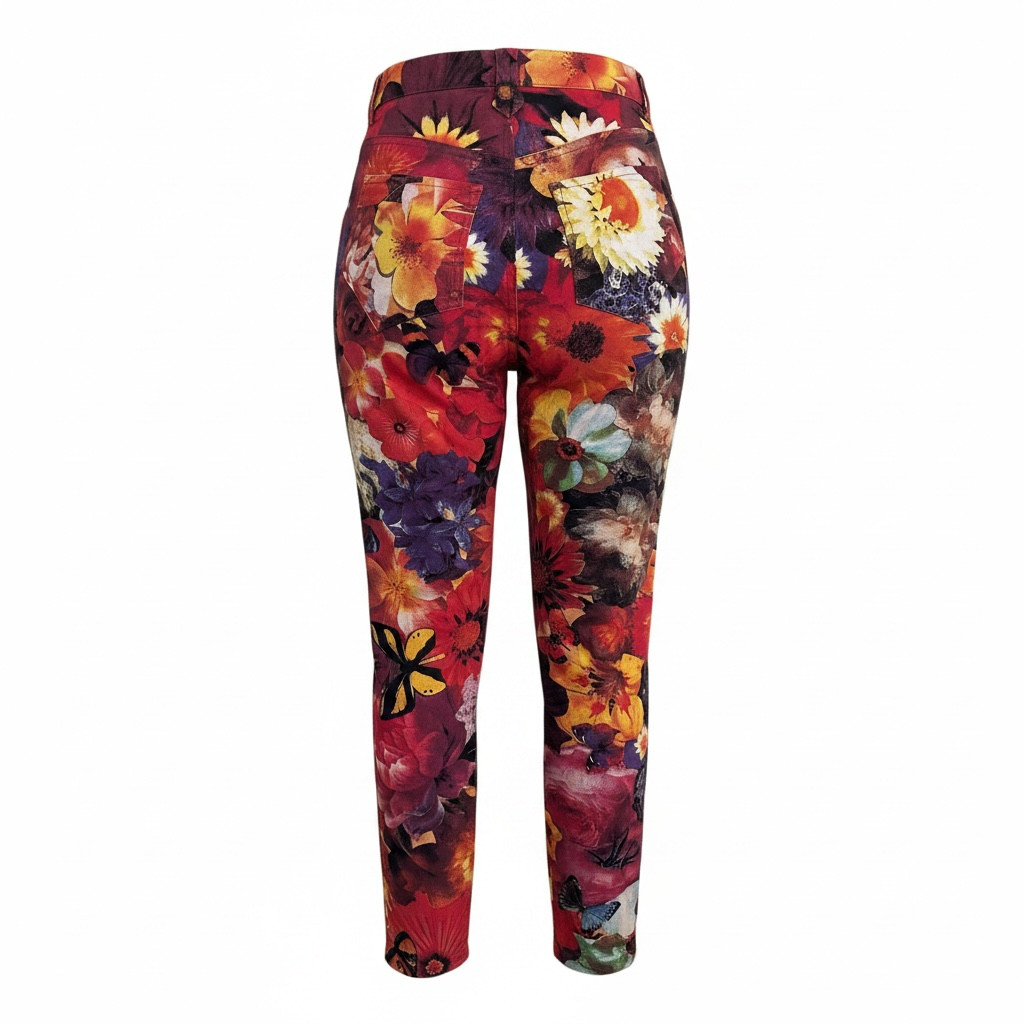 Christian Lacroix Floral Denim Pants 90s Vintage High Waisted EU 38 Rare