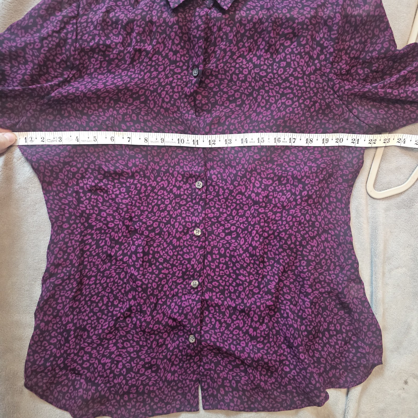 Banana Republic Sheer Floral Purple Blouse Size 14 Business Casual Office