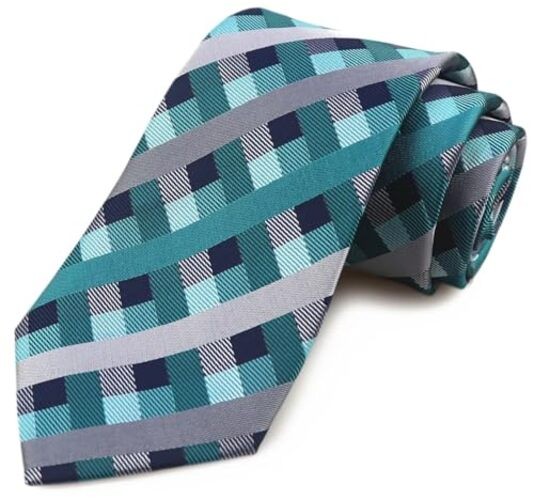 3.15″(8cm) Fashion Striped Ties Mens Plaid Flower One Size Cyan Blue Grey