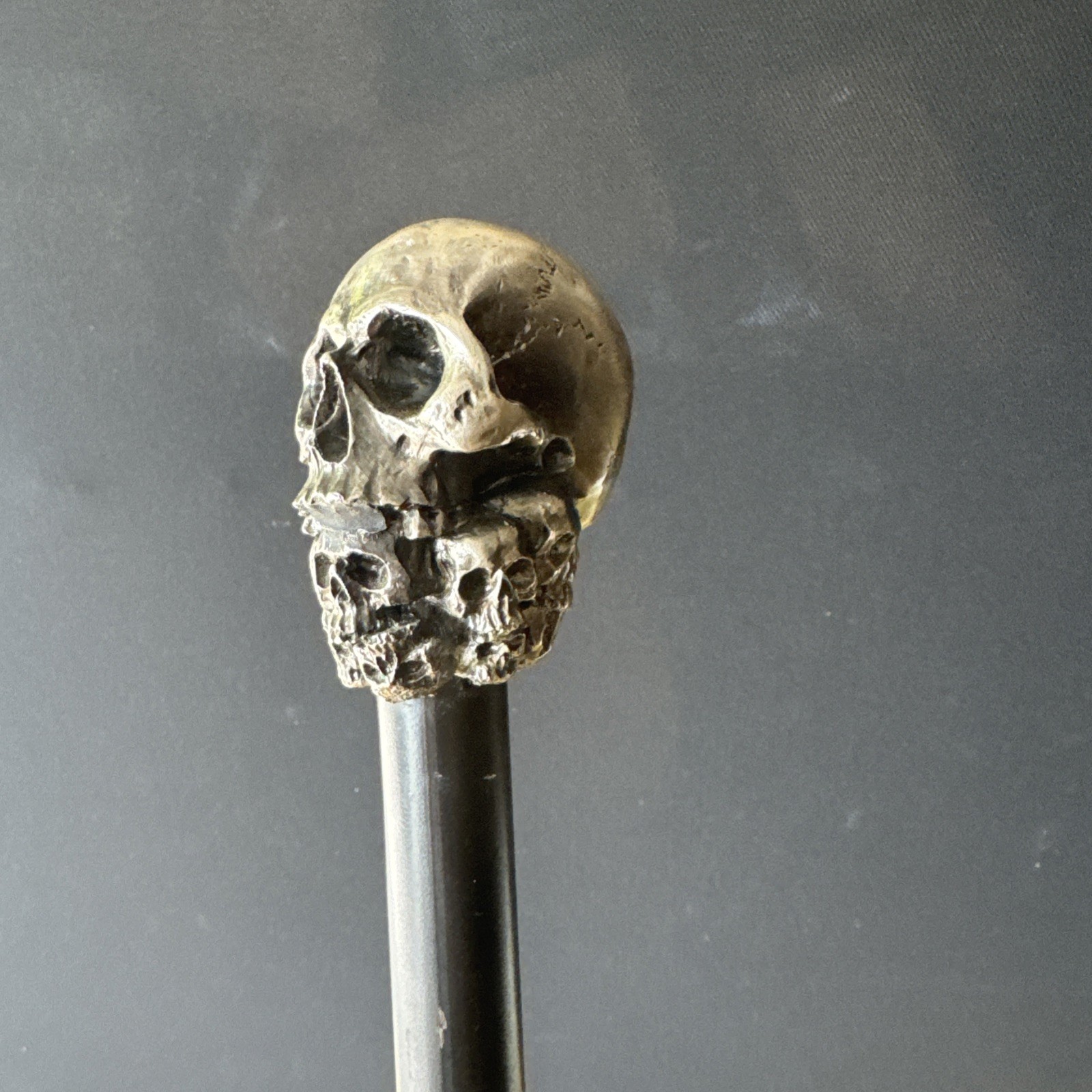 Gothic Skull Cane Metal Walking Stick Halloween Cosplay Staff 35in
