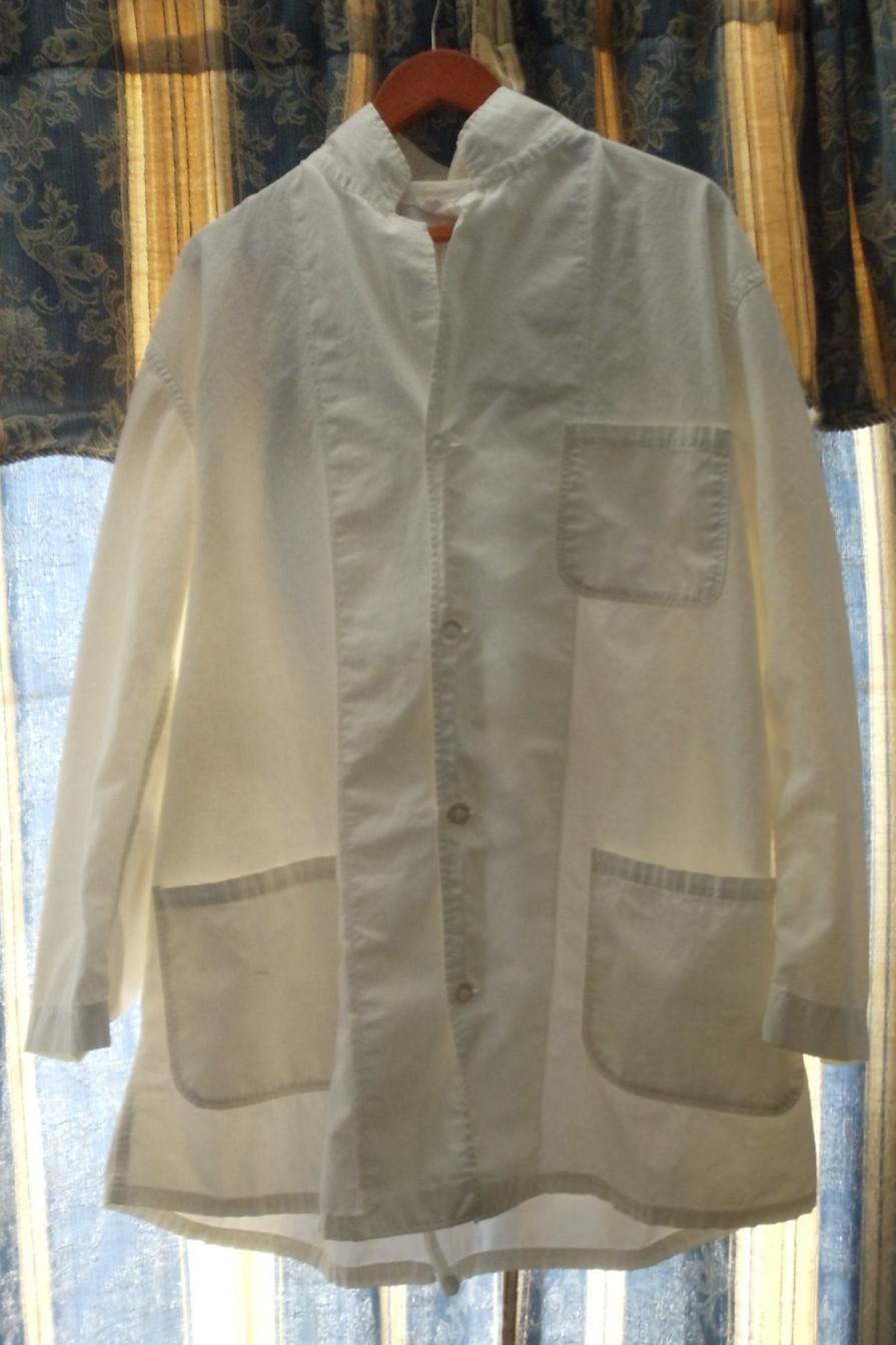 Vintage 1940s USDA Large Men’s White Sanforized Cotton Chore Coat Jacket 44 RG