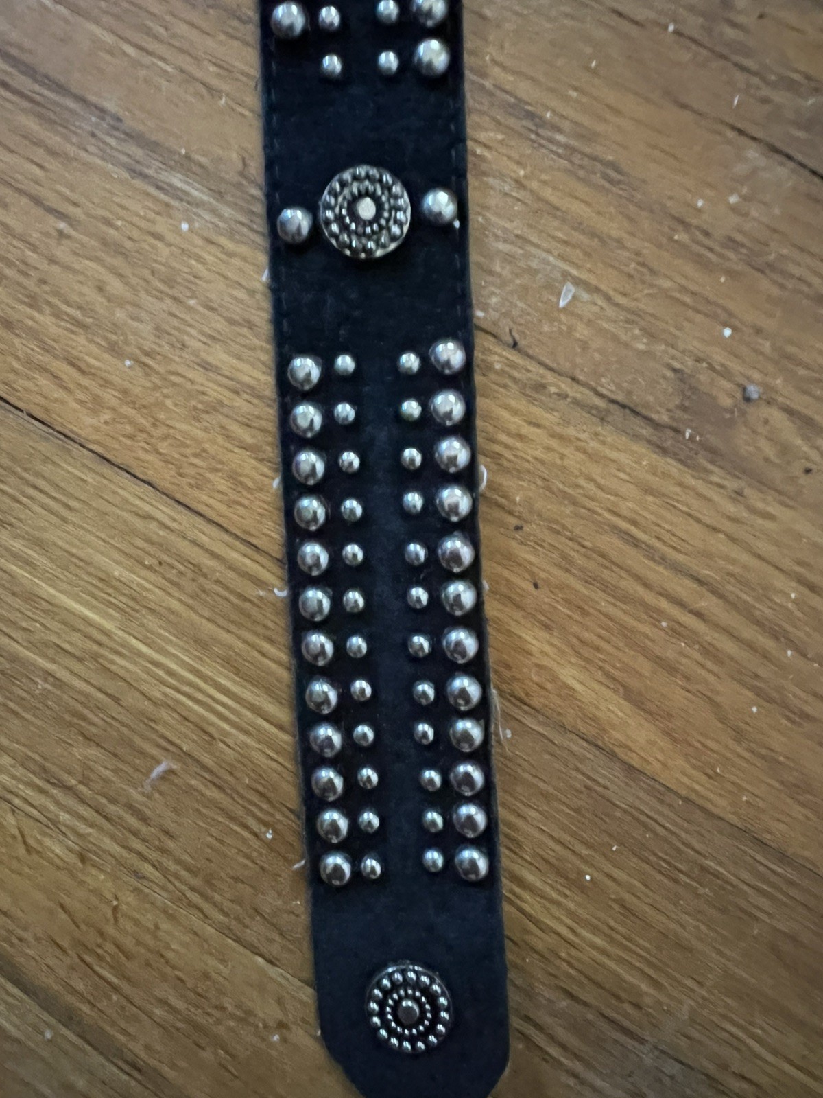 Retro 80’s Black Suede Belt W Silver Rivets (38.5”)