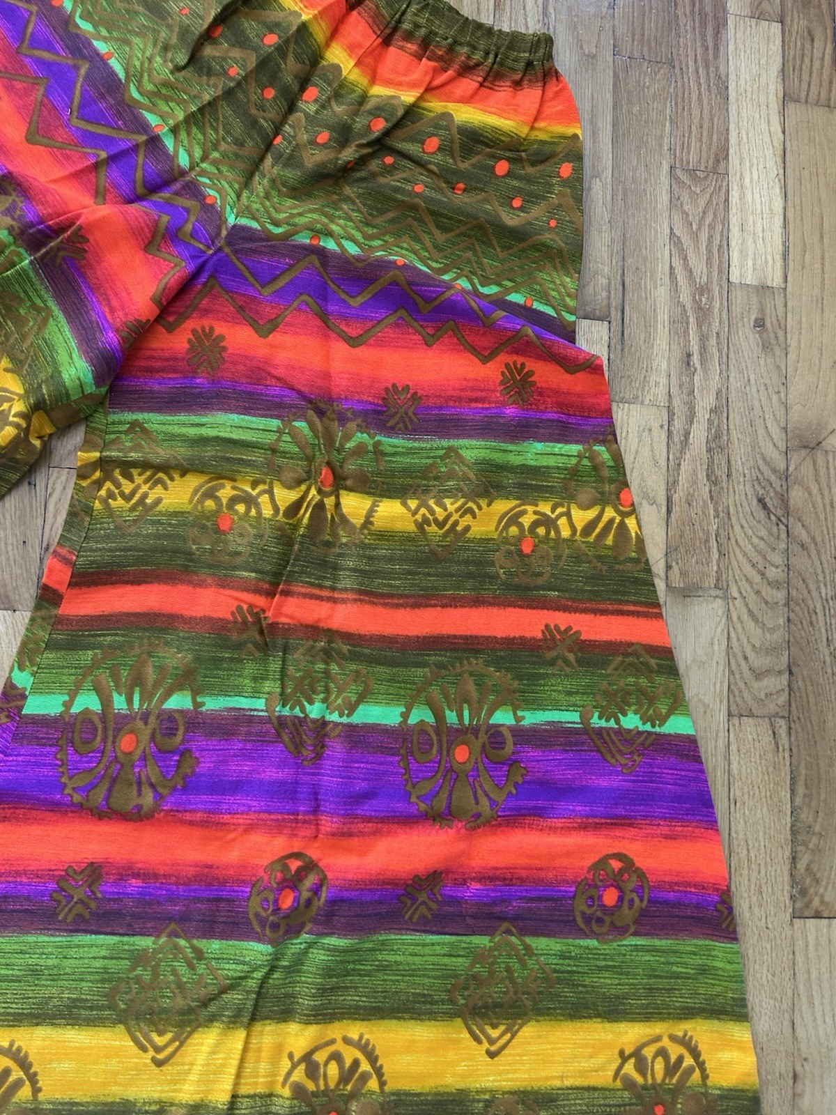 AMAZING Vtg 60s 70s ALICE Of California Wide Pants palazzo Hawaii Barkcloth S/M