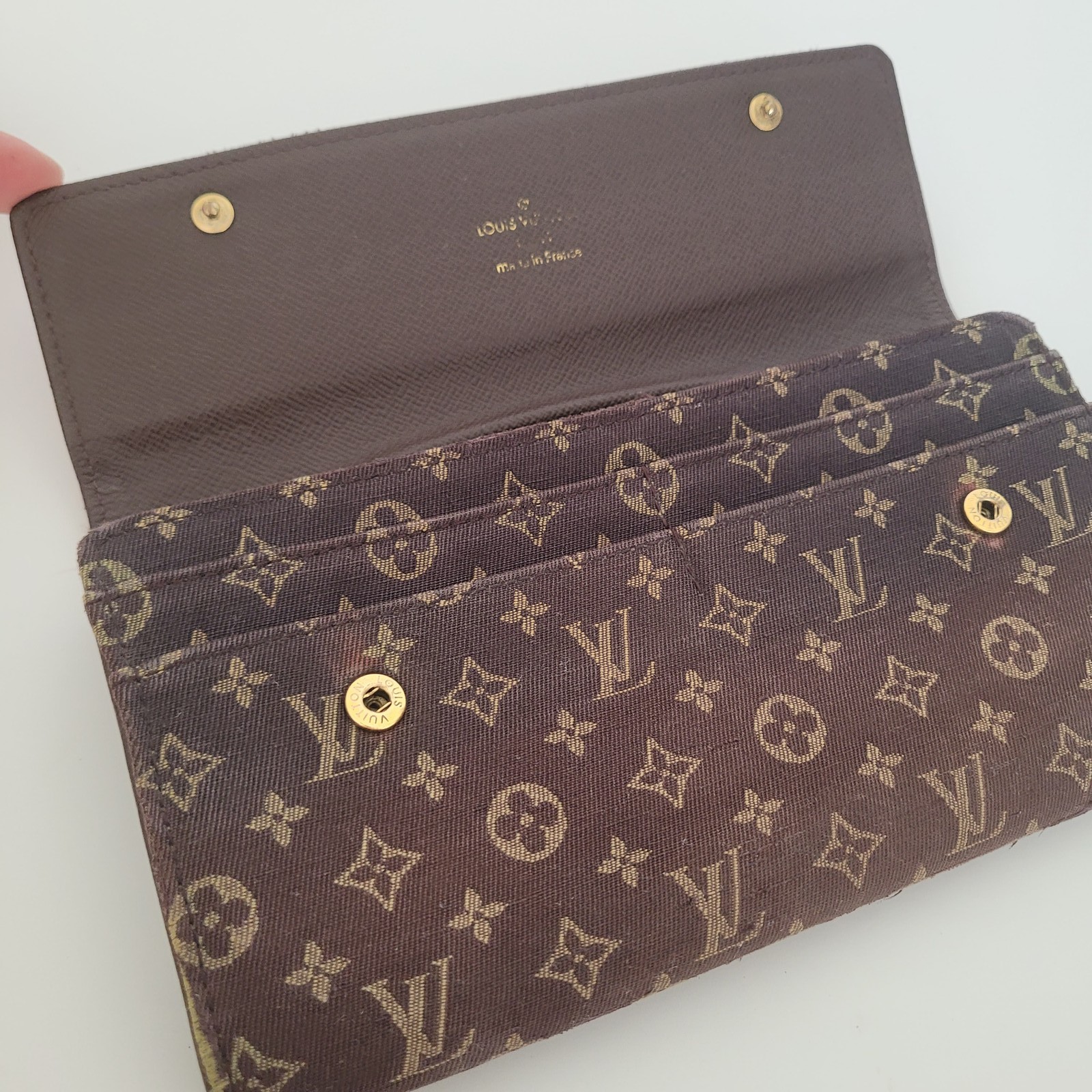 Vintage Louis Vuitton Monogram Denim Canvas Long Wallet Brown “Made in France”
