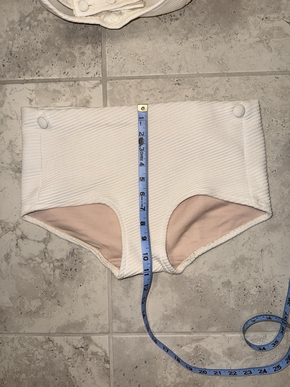 Vintage 60s 70s Roxanne White Textured Bikini Boyshort High Waist Size 12