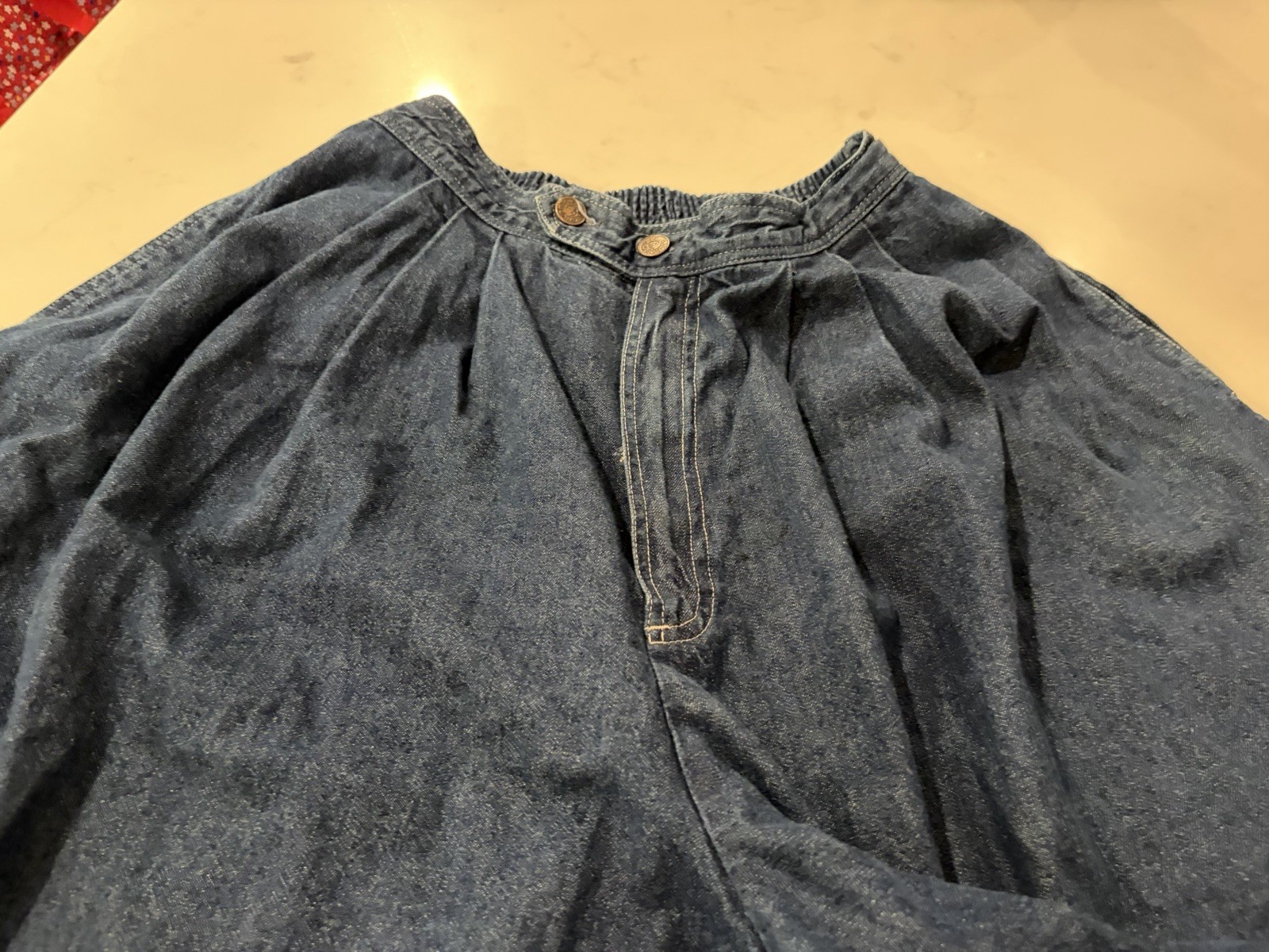 VTG 80s Sassoon Denim Gaucho Culottes Wide Leg Elastic Waist Pants Size 30 USA