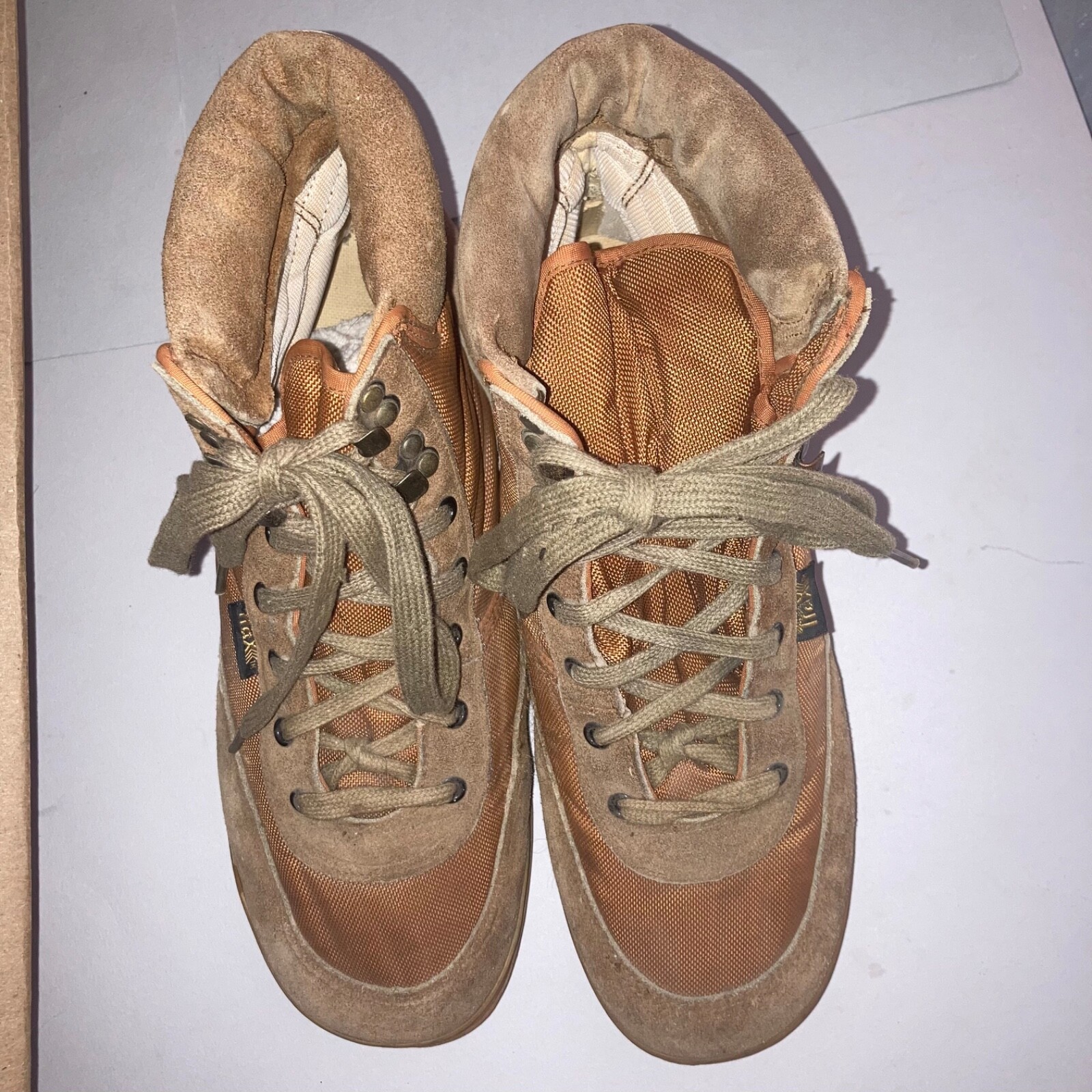 Trax Vintage Tan Brown Synthetic & Suede Hiking Boots 1970s 1980s Mens Size 11