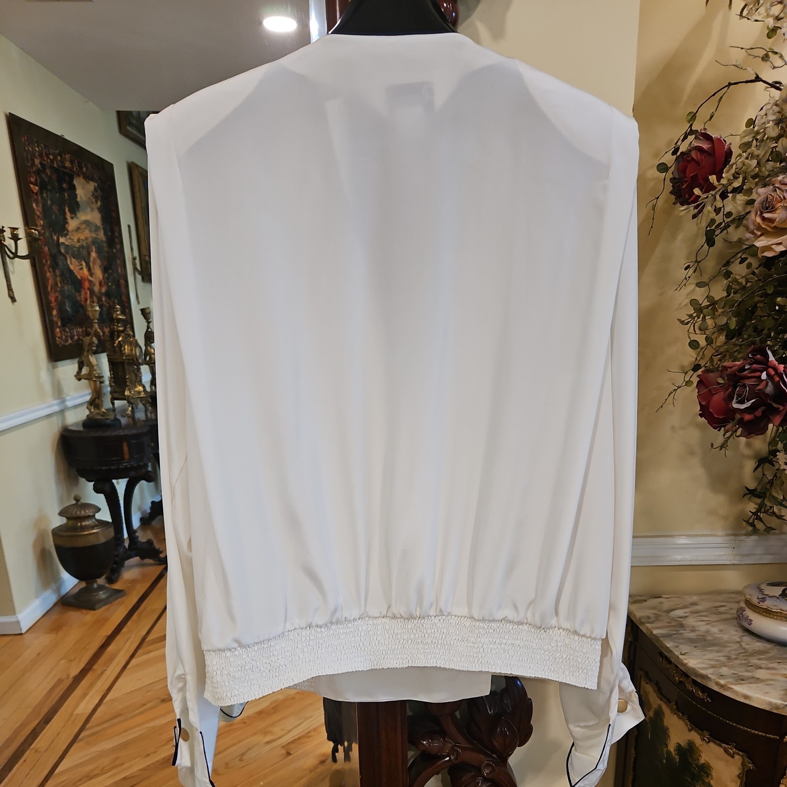 Vintage 80’s pleated front tuxedo style blouse by Alexandria A4