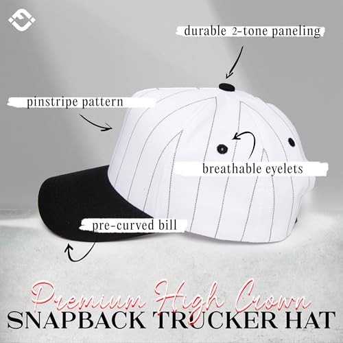 Two Tone Vintage Canvas Snapback Hats Pinstripe – Black/White