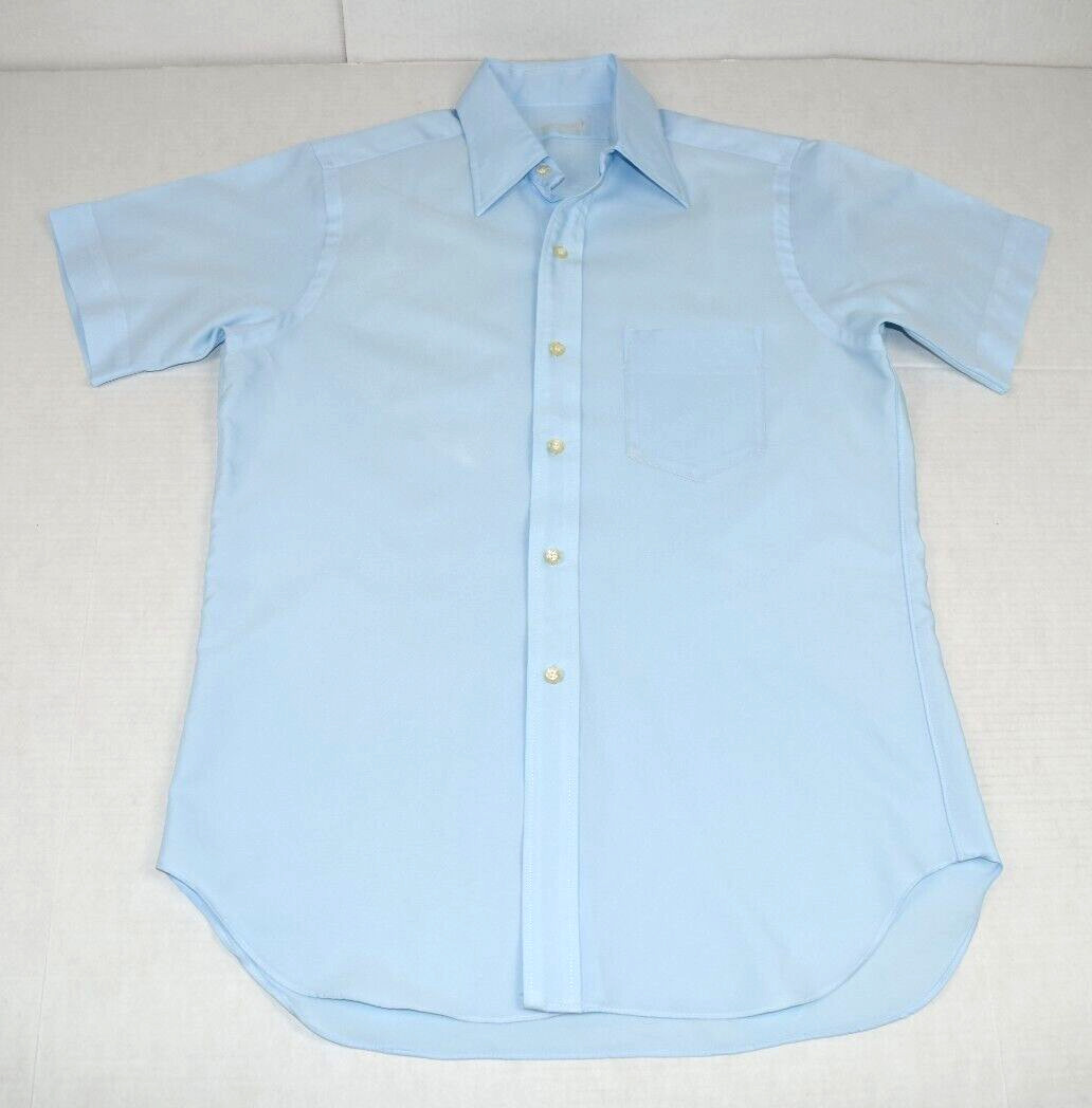 Vintage Leisure Shirt Size L 70s Powder Blue Super Soft Smooth Poly Cotton Blend