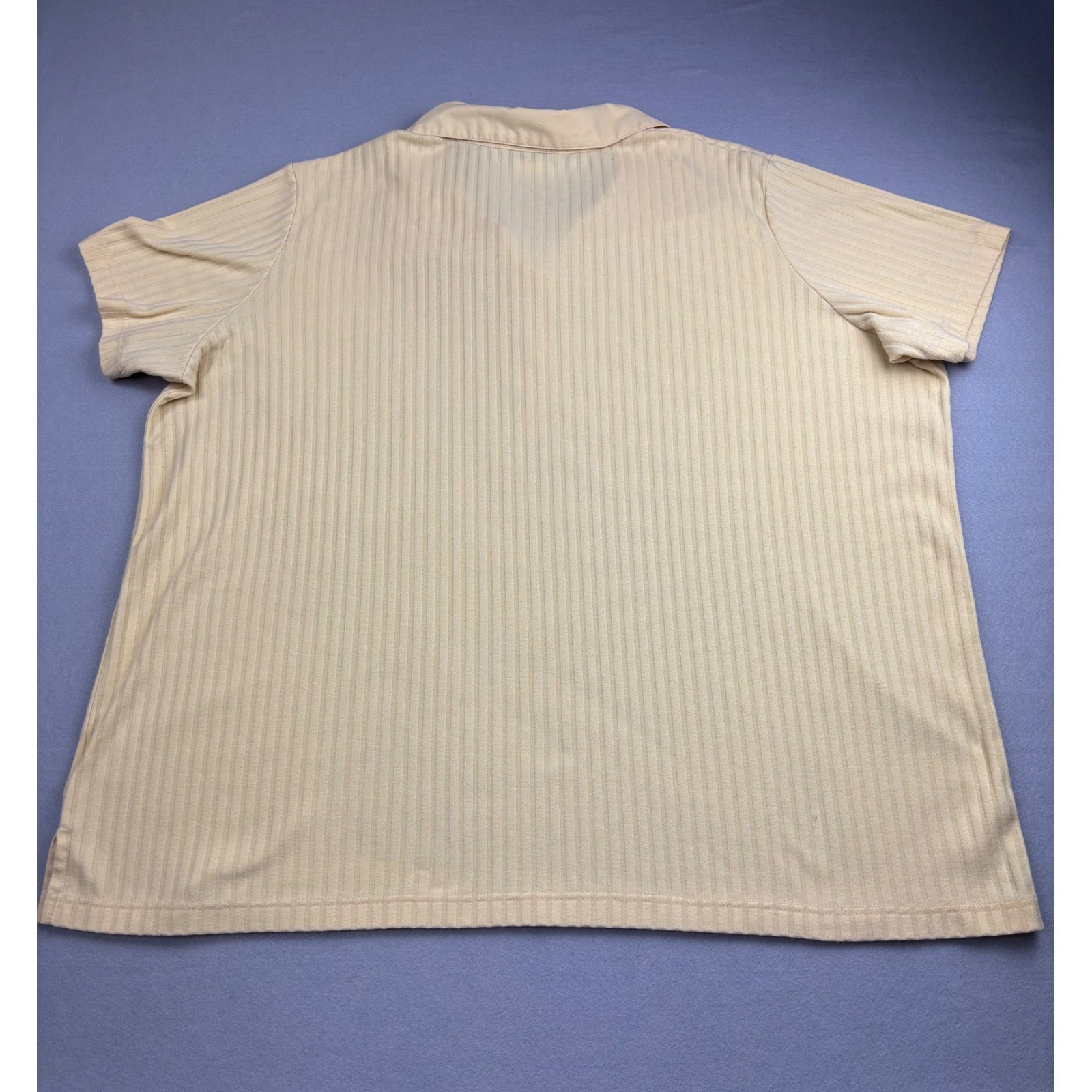 Vintage All American Comfort Polo Shirt Womens 2X Yellow Ribbed Short Sleeve