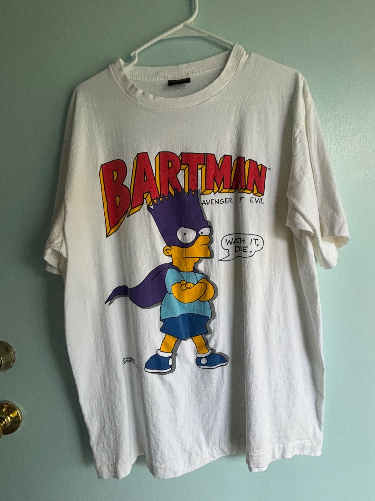Vintage 1989 Bartman Simpsons Avenger of Evil Single Stitch T-Shirt Size Medium