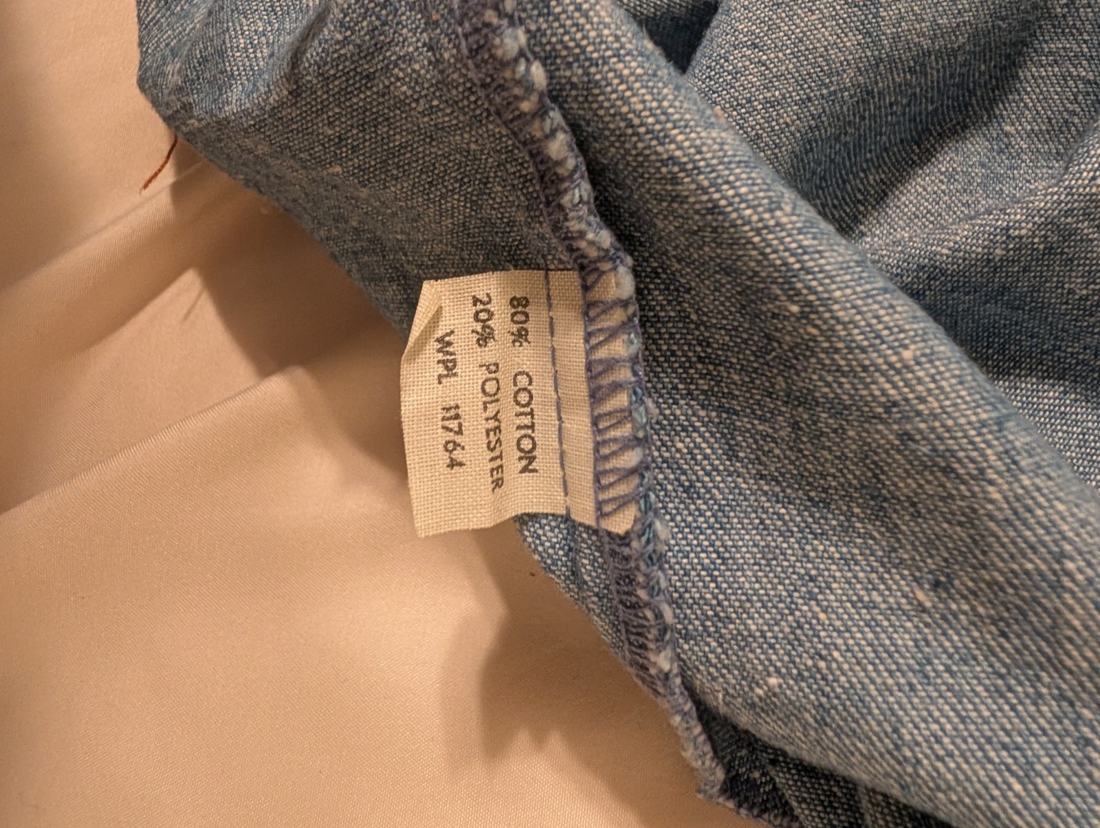 Gaslight Blue Denim Vest Button Front Size L Regular Cotton/Polyester