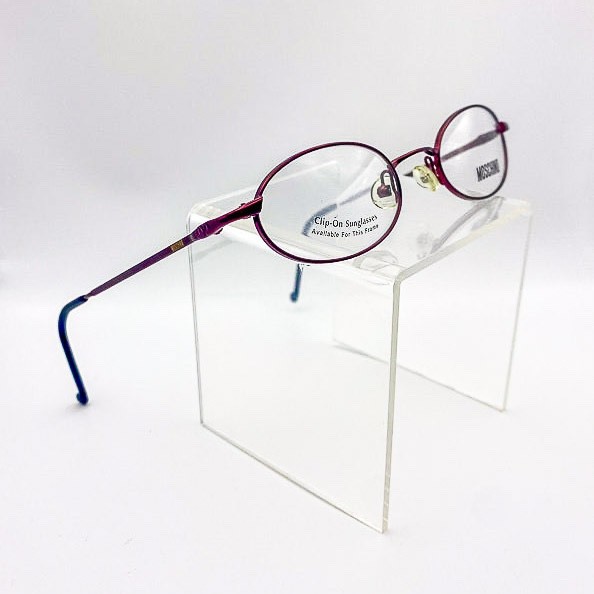 NOS Vintage 1990s Moschino Burgundy Metal Oval Eyeglasses – Made in Italy