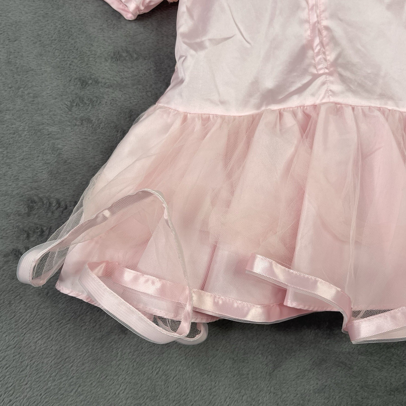 Vintage Baby Sheer Dress Girls 3T Pink Floral White Lace Bow Ribbon Party 70s