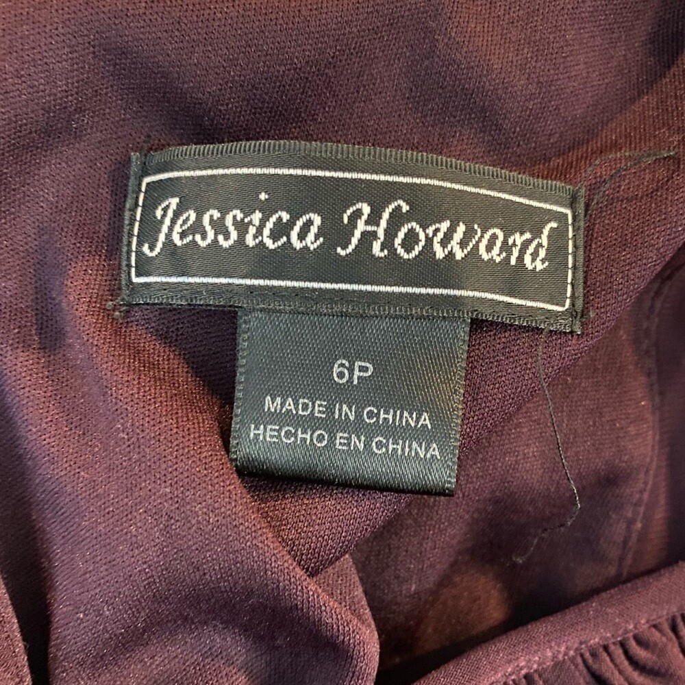 Jessica Howard petite deep plum purple high neck halter sleeveless midi dress
