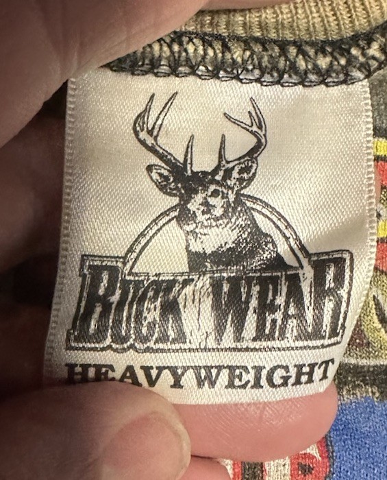 Vtg Men’s Lg Buck Wear Hunters Eat More Fast Food Camo Shirt Single Stitch Read