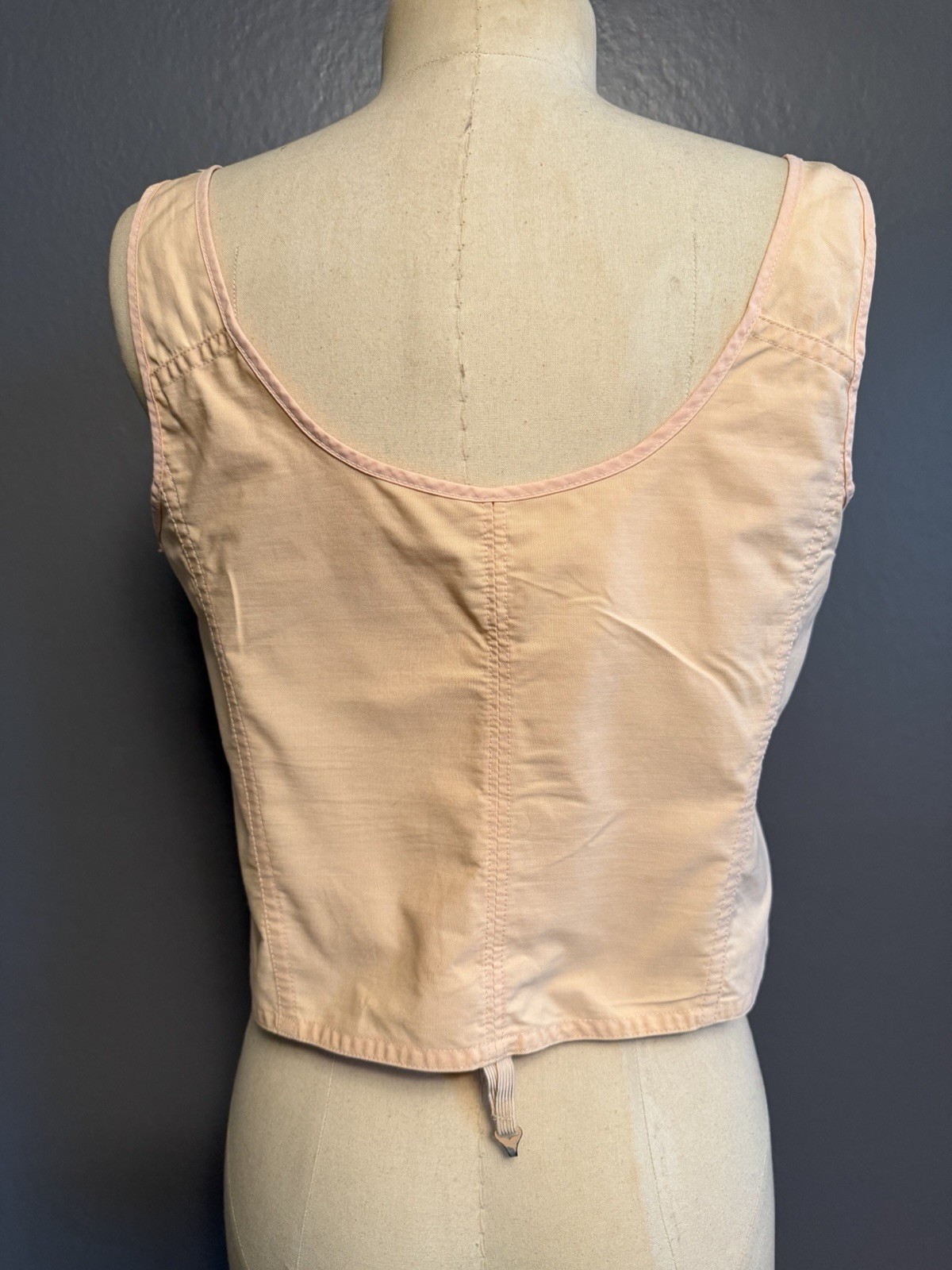 RARE NOS vintage 1920s Peach Pink Cotton Longline Bra Mme Poix Size 40 L Xl