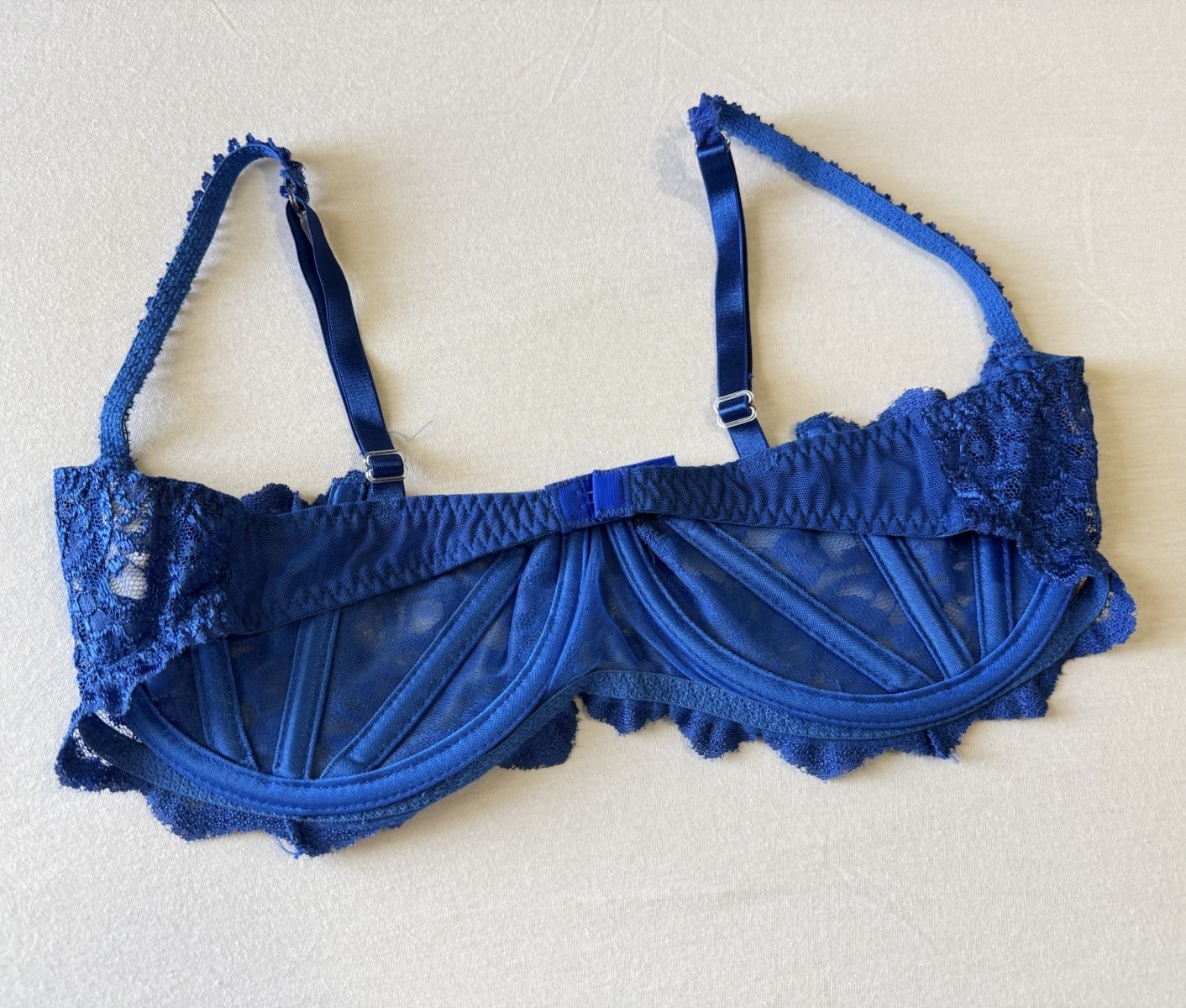 80s Vintage Intimate Attitudes Sexy Underwire Chopper Shelf Bra Sz 40 in Blue