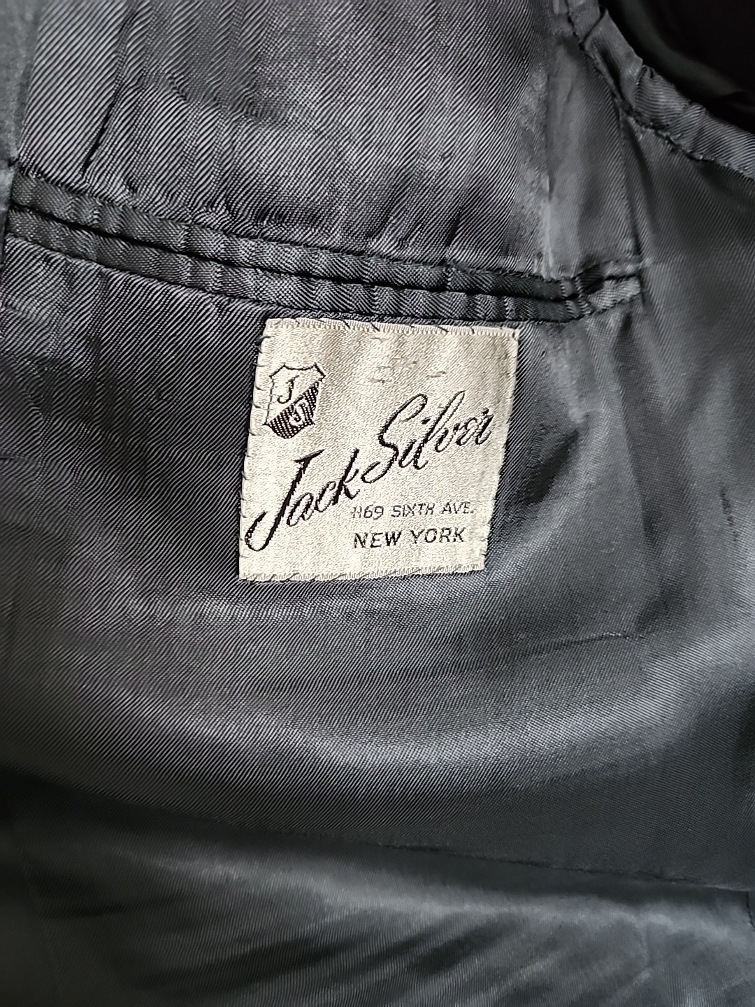 Vintage 70s Jack Silver Tuxedo Suit Black Satin Shawl Collar Union Made USA