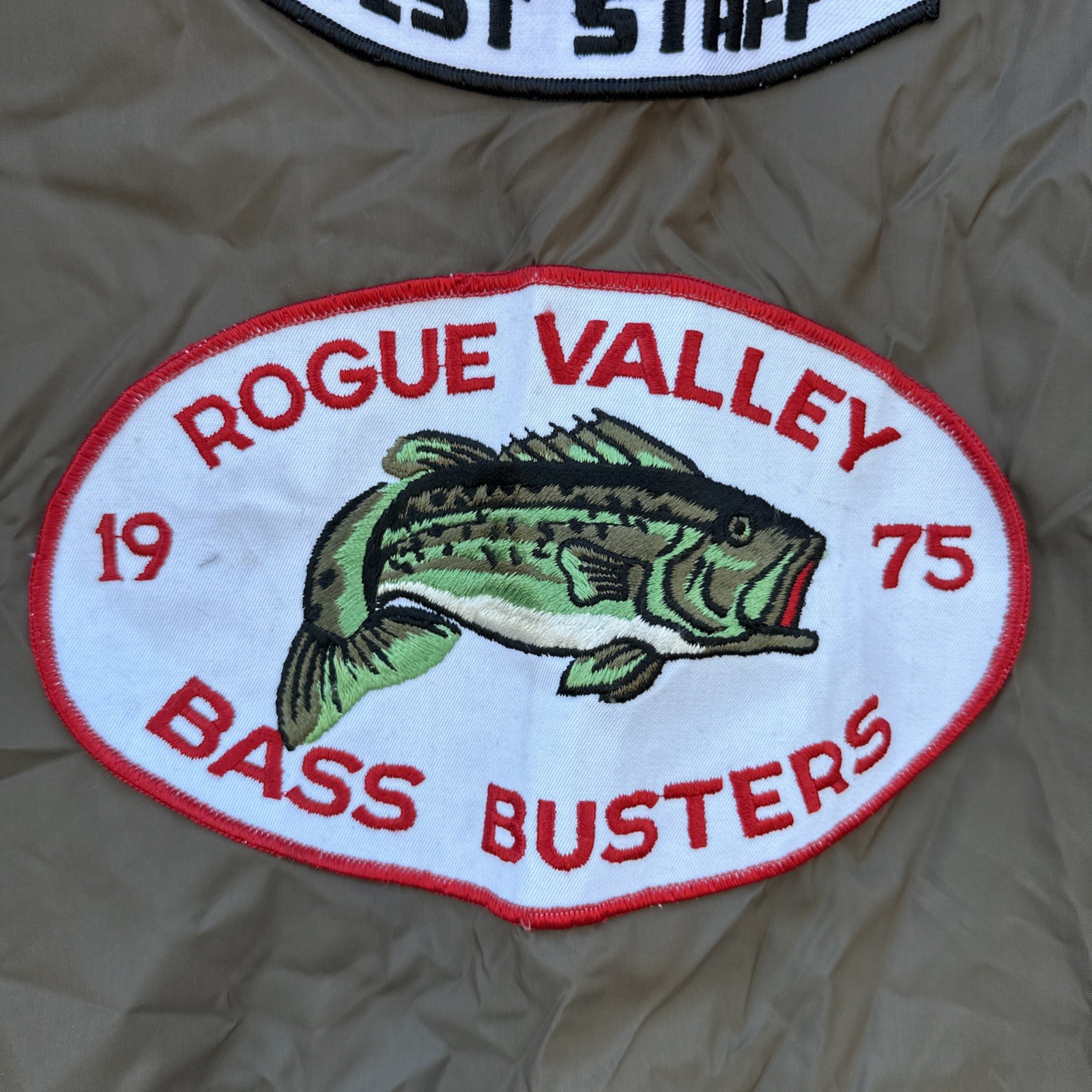 VTG 70s-80s Fishing Angler B.A.S.S. Tournament Patch Jacket Rogue Valley OR Med.