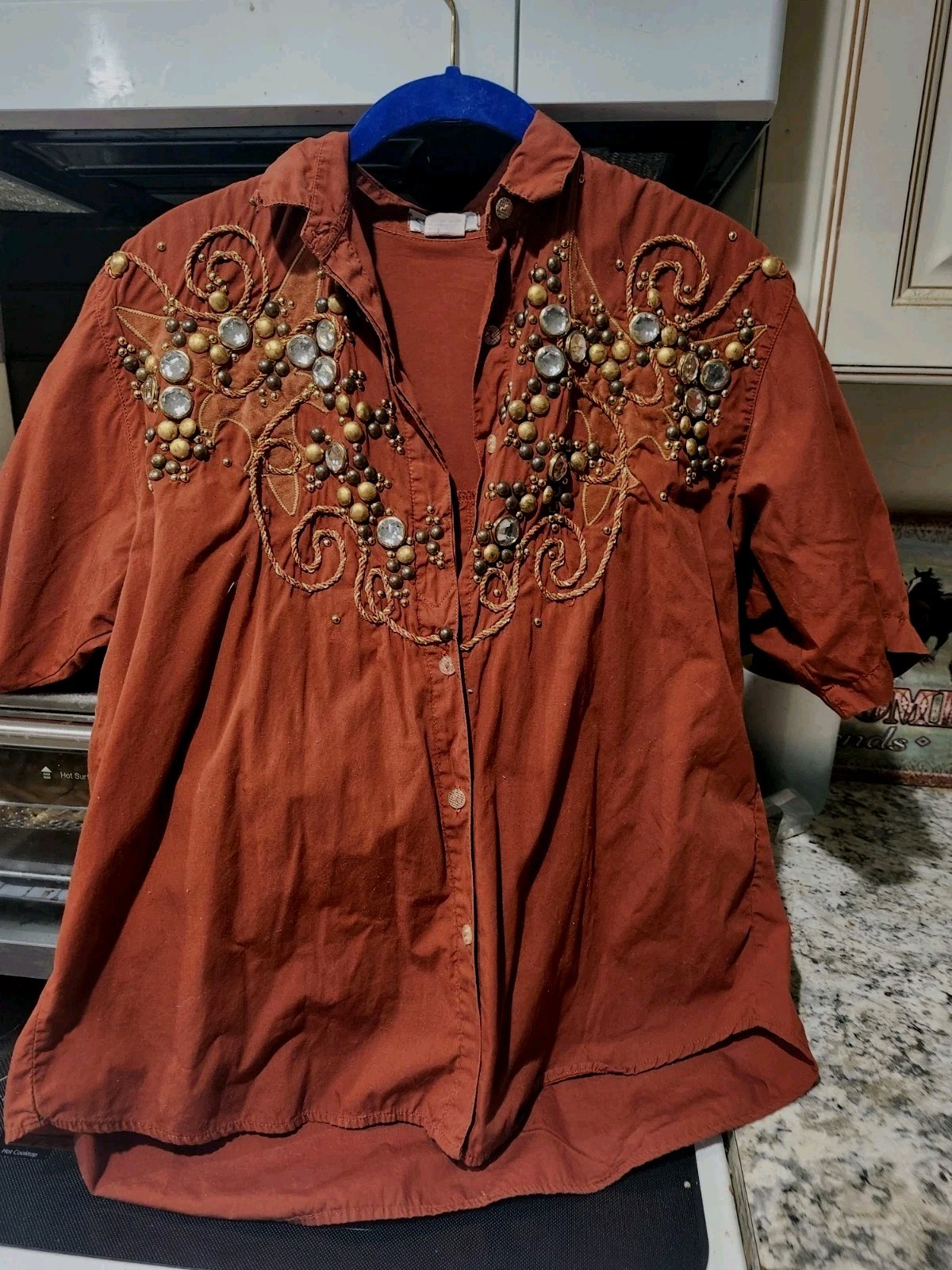 Vintage Embelished Southwest western Womens Shirt Beaded S Med L Colombia