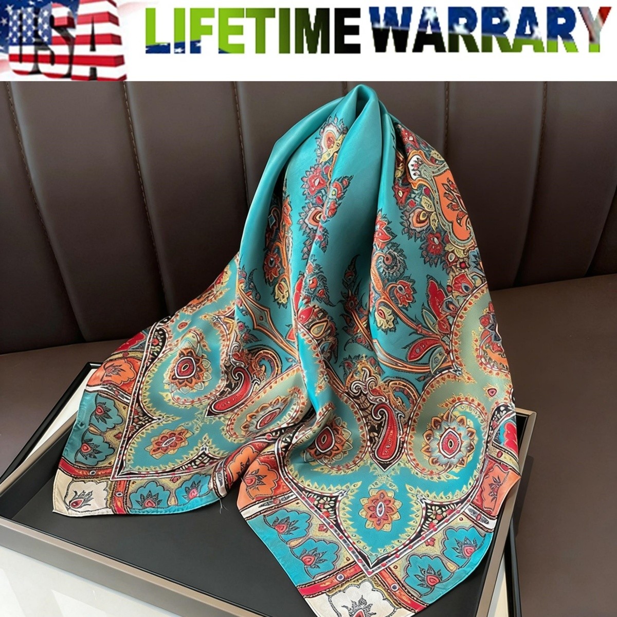 100% Silk Mulberry 26″ Square Scarf Neckerchief Wrap Women Fashion Bandanna