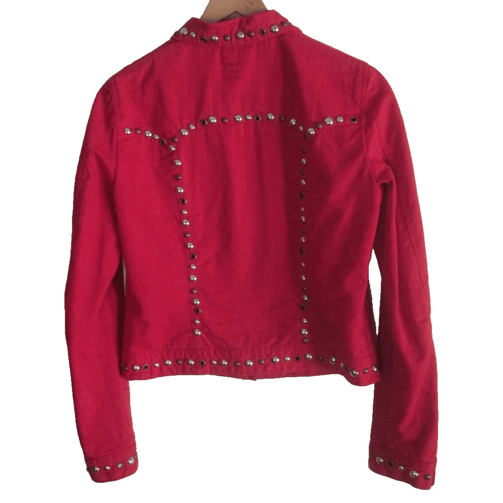 Moschino Womens Size 6 Cheap & Chic Red Embellished Cropped Jacket Made in Italy