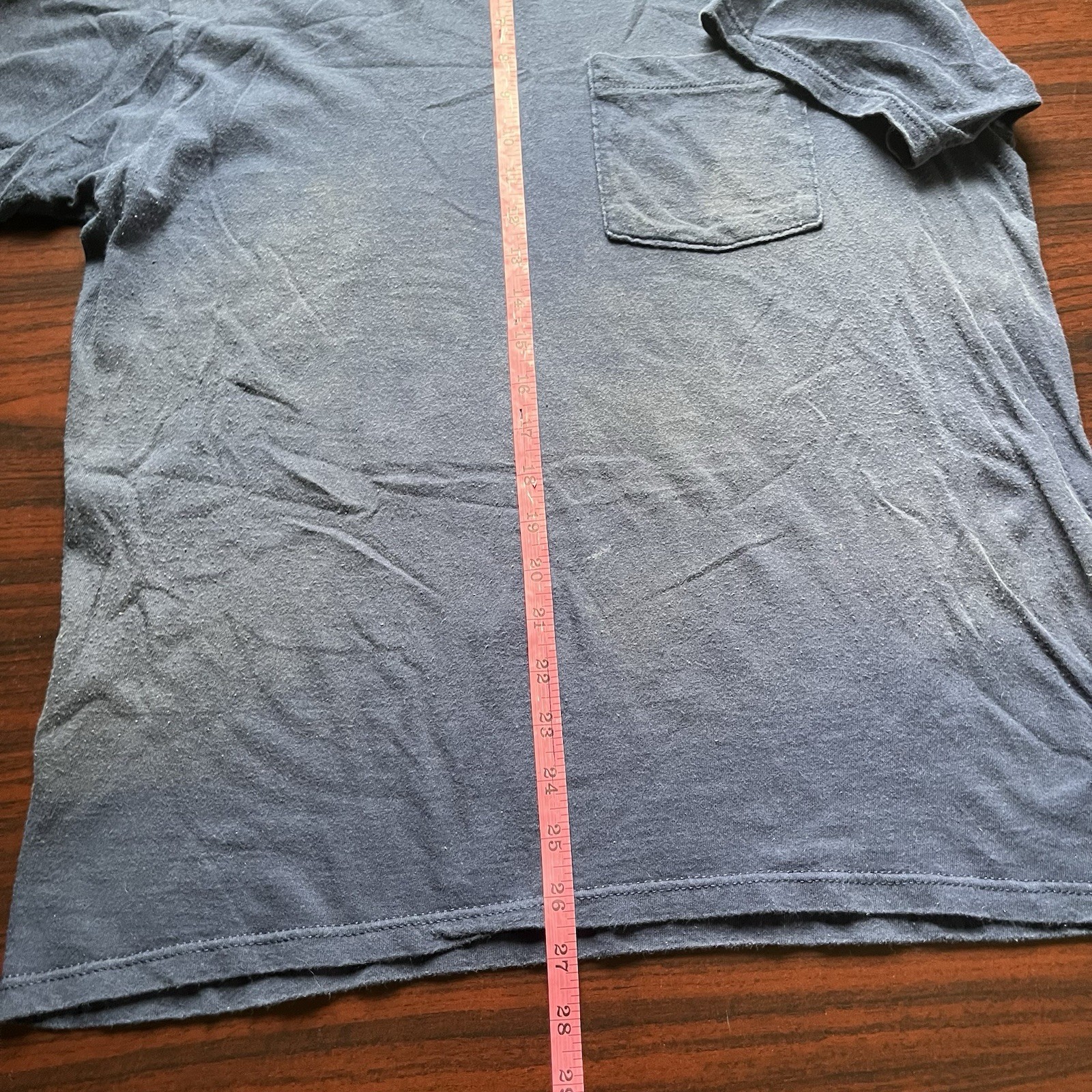 Vintage 90s Fruit Of The Loom Pocket T-shirt Mens L Blue Blank Solid