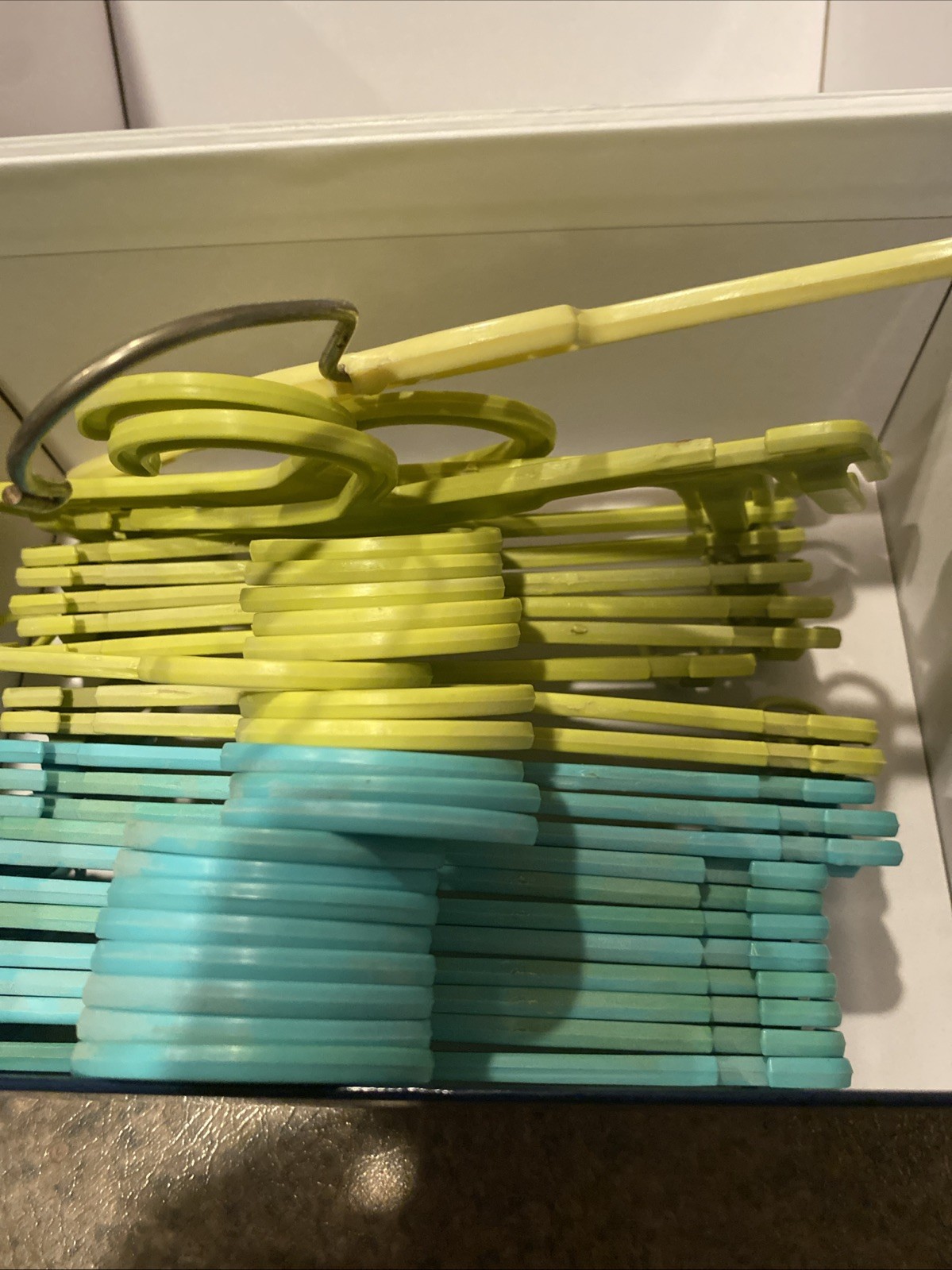 Lot of 23 Vintage Children’s Hangers Plastic 1960s? Pants Bottom Hang Crafts