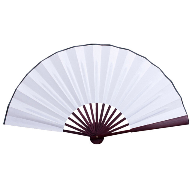 10/13in Folding Hand Fan Chinese Silk Cloth Handheld Wooden Bamboo Antique