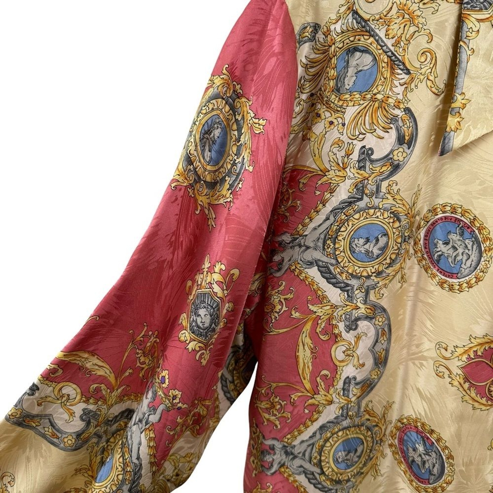 Vintage German Button Down Blouse Versailles Royal Elegant 100% Silk & Acetate