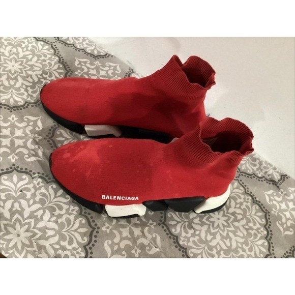 Balenciaga New Recycled Speed 2.0 Low-Top Sneakers in Red/White/Black 40