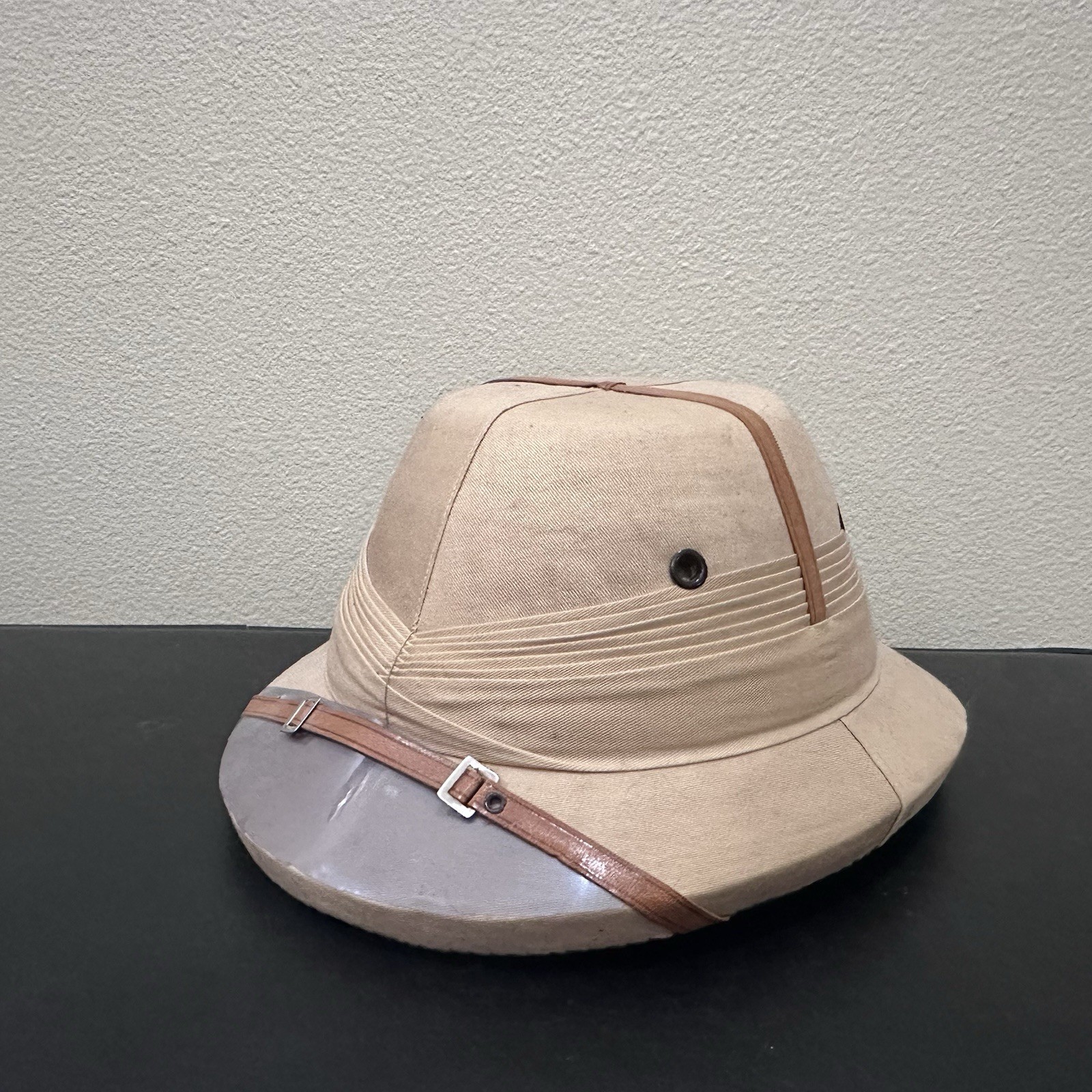 VTG Dorfman Pacific IHI Sun Proof Safari Hat Pith Helmet Khaki Made India 7-3/8