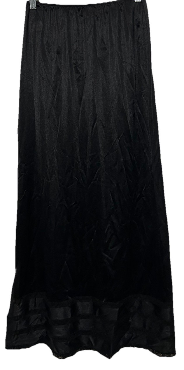Sears Half Slip Size Medium Black Silky Lace Trim Vintage 40” Long Formal Length