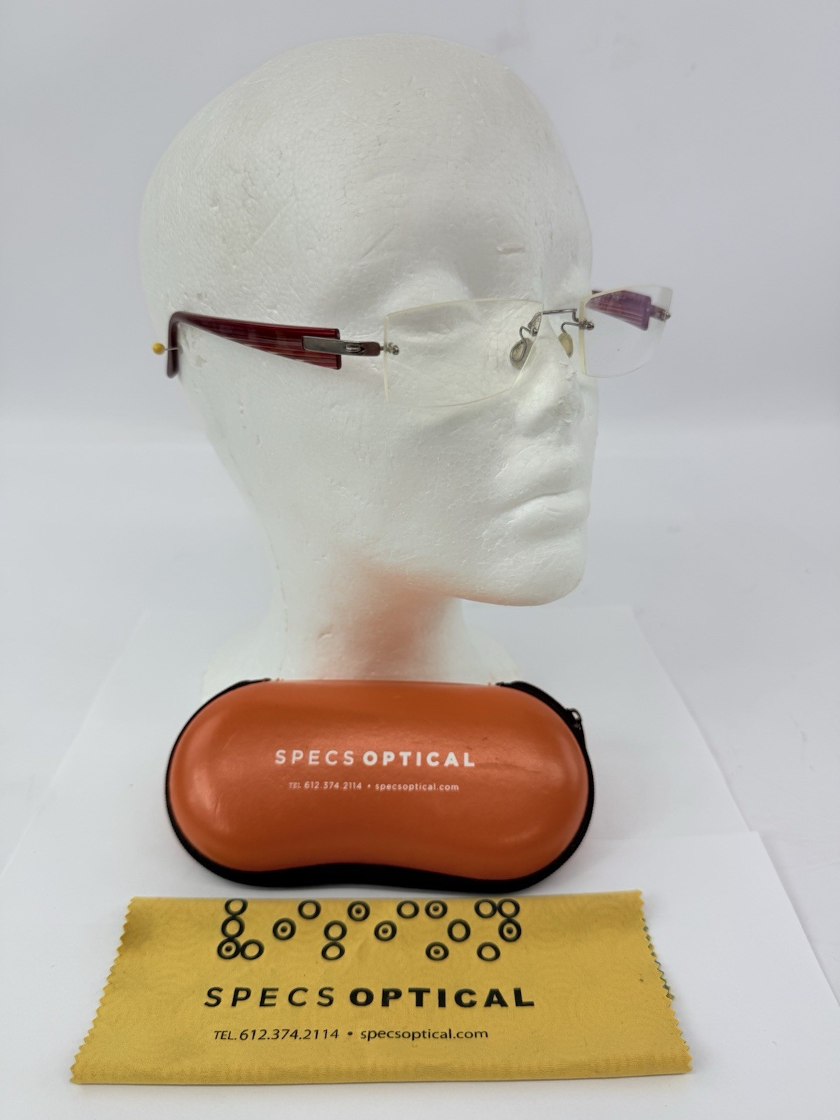 VTG Lindberg Spirit Titanium Eyeglass Frame 135mm Col. K32 Wine Red Stripe W/ Rx