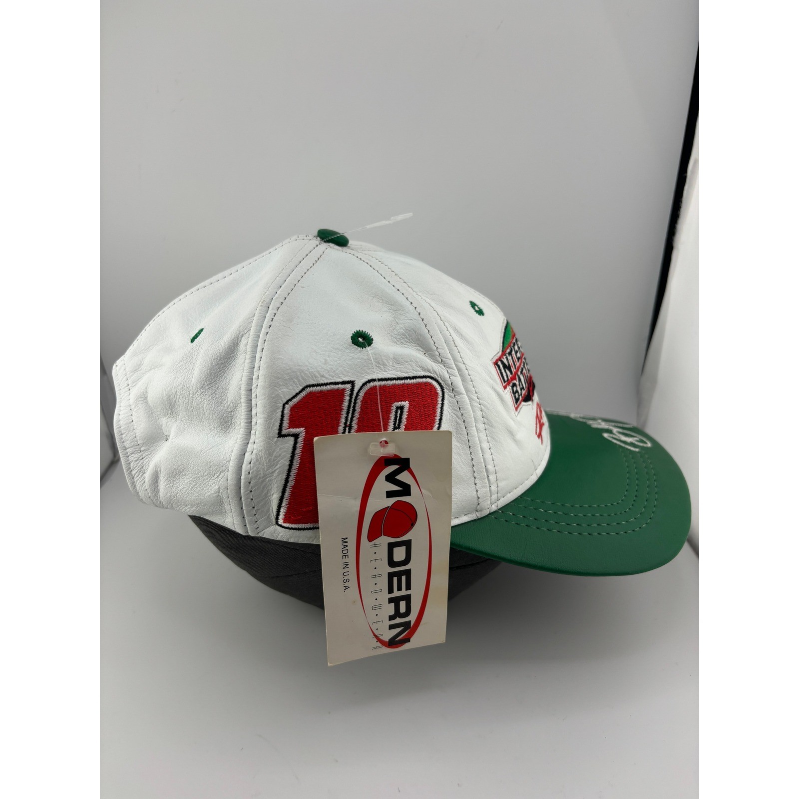 Vintage NASCAR Bobby Labonte Interstate Batteries Leather Hat Modern Headwear 18