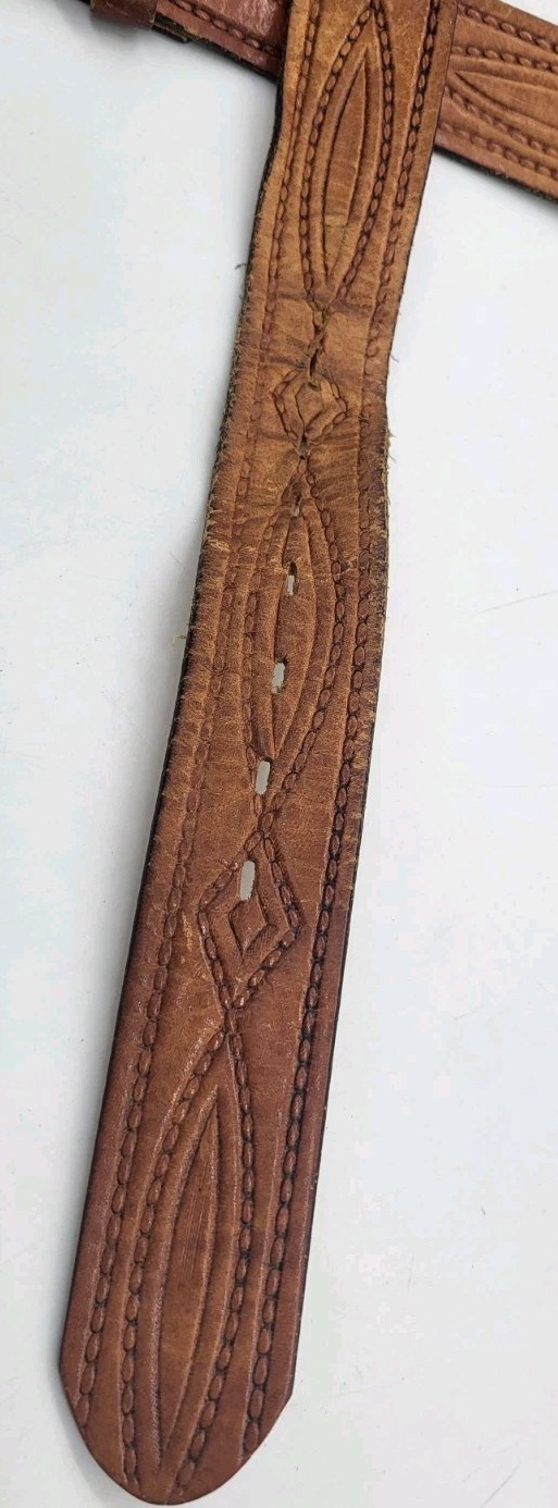 Vintage Made In The USA Brown Leather Belt Distressed See Photos