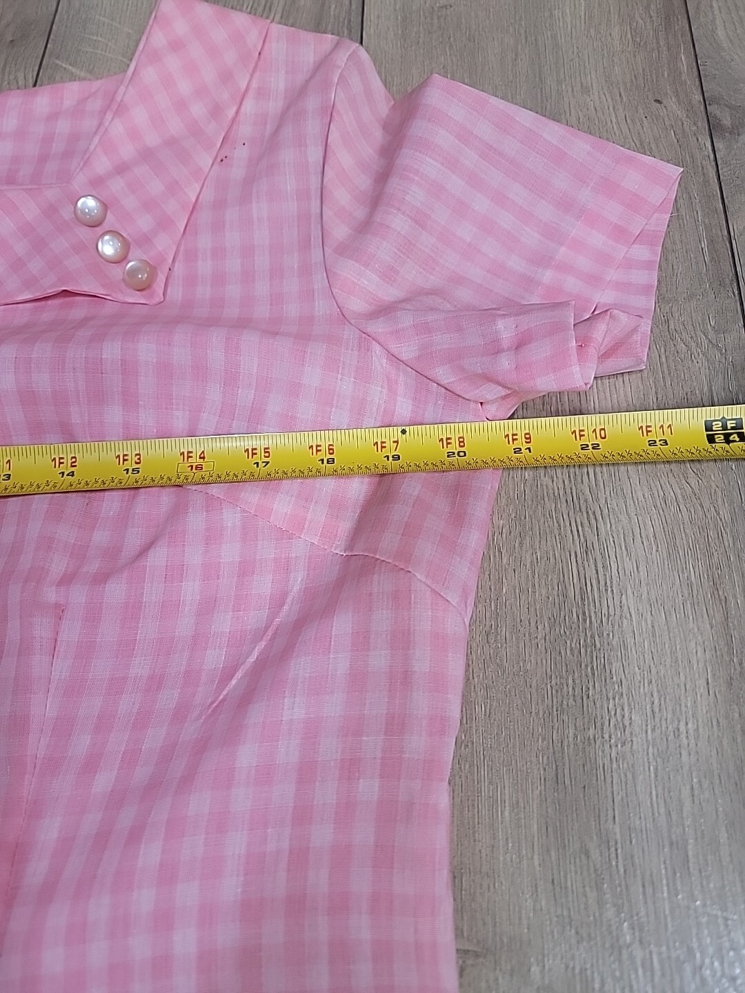 Vintage Shaker Square Women’s Days Dress Pink Gingham Zip Back 60s NWT Size 16