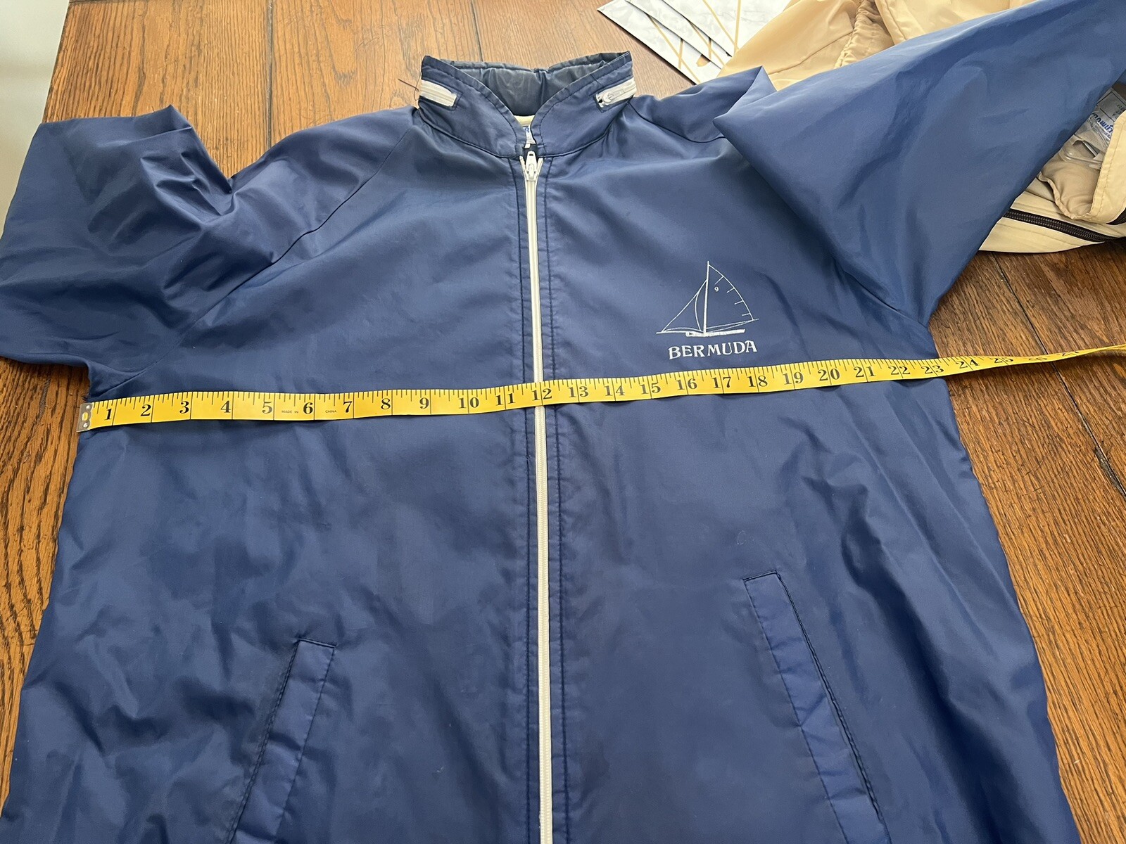 Vintage Bermuda Rider Jacket Nylon Waterproof Full Zip Hooded Blue Med OR Tan Sm