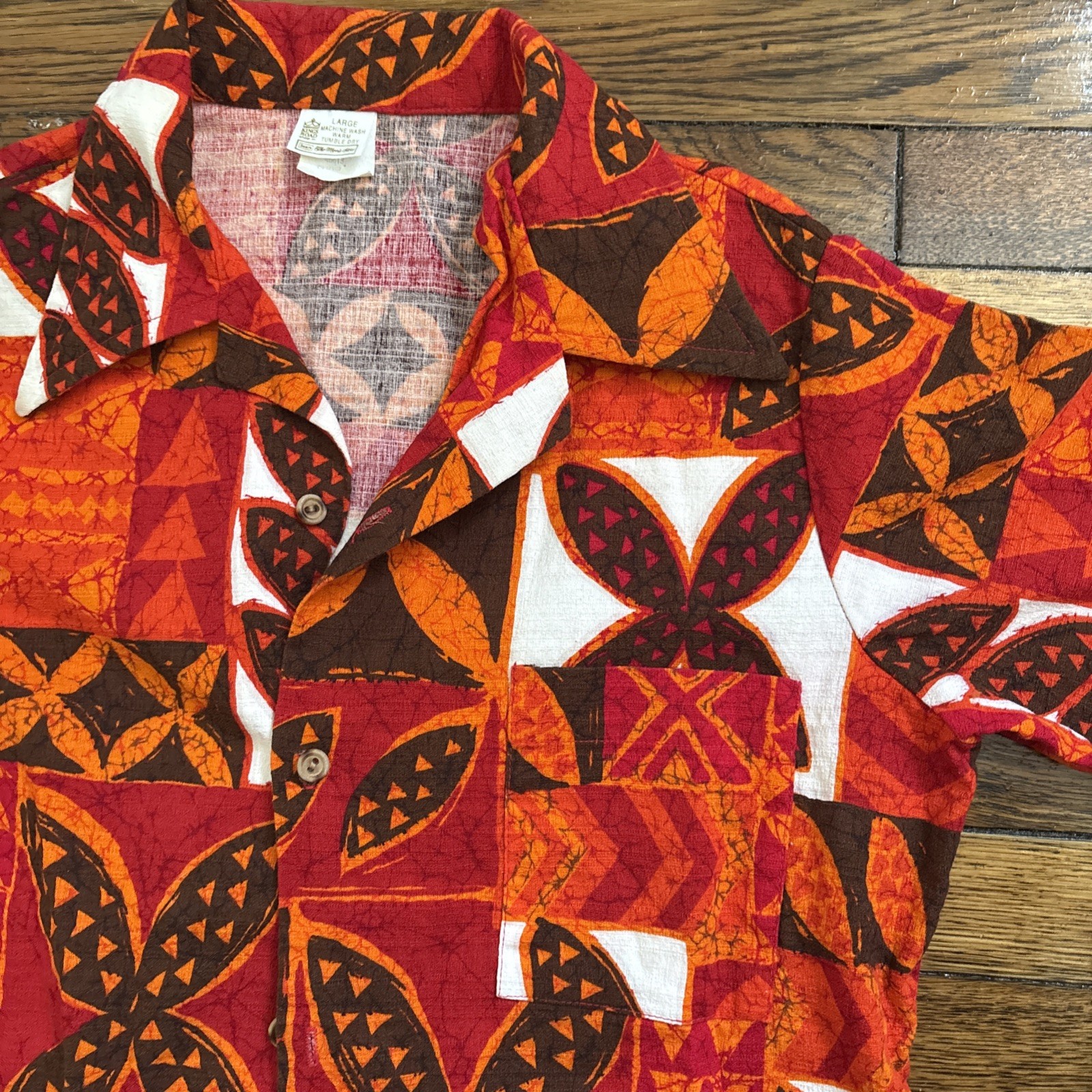 Vintage 70s Two Piece Swimsuit Lounge Set Hawaii Cotton Retro Small Tiki