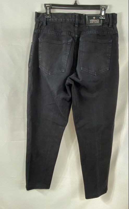 Vintage 90s Versace Jeans Couture Men’s Black Tapered High Rise Jeans Sz 34