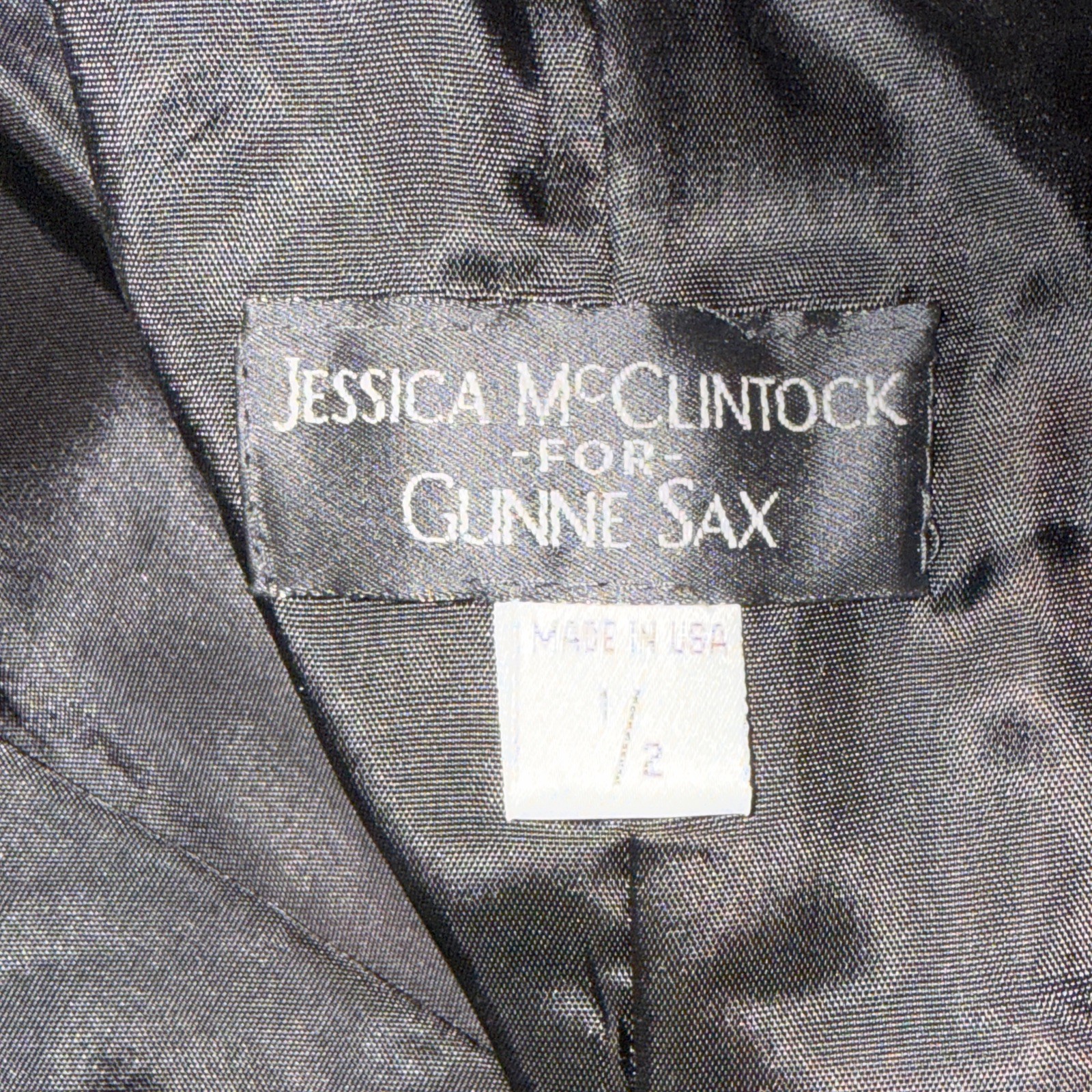 Gunne Sax Jessica McClintock Black White Satin Strapless Formal Dress 1/2