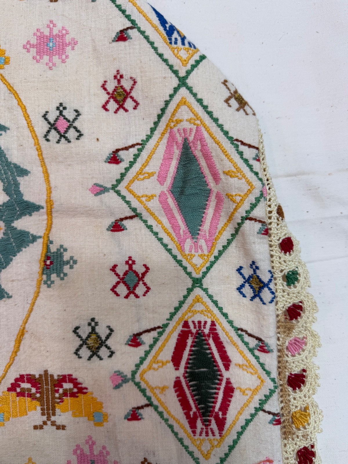 Vintage Beautiful Hand Silk Embroidered Head Cape 71×64 Cm