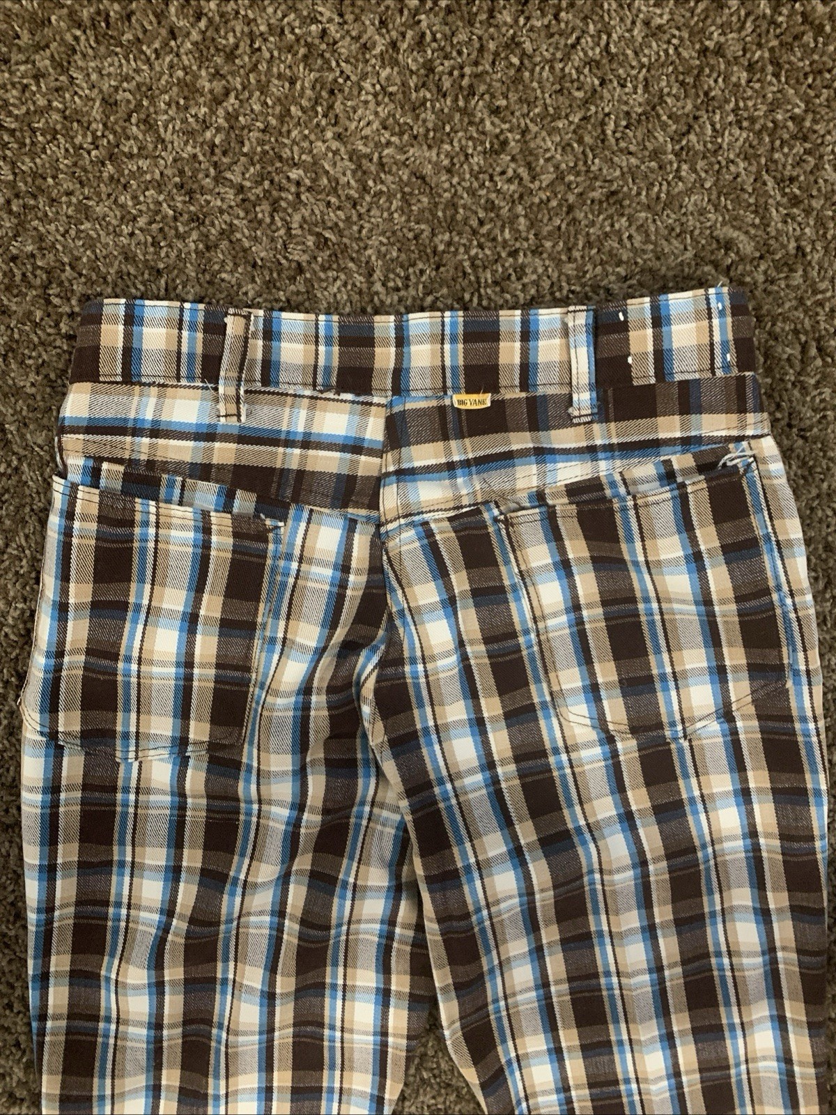 Vintage Big Yank 1970s-1980s Plaid Flare Trousers Bell Bottom Pants 32×32