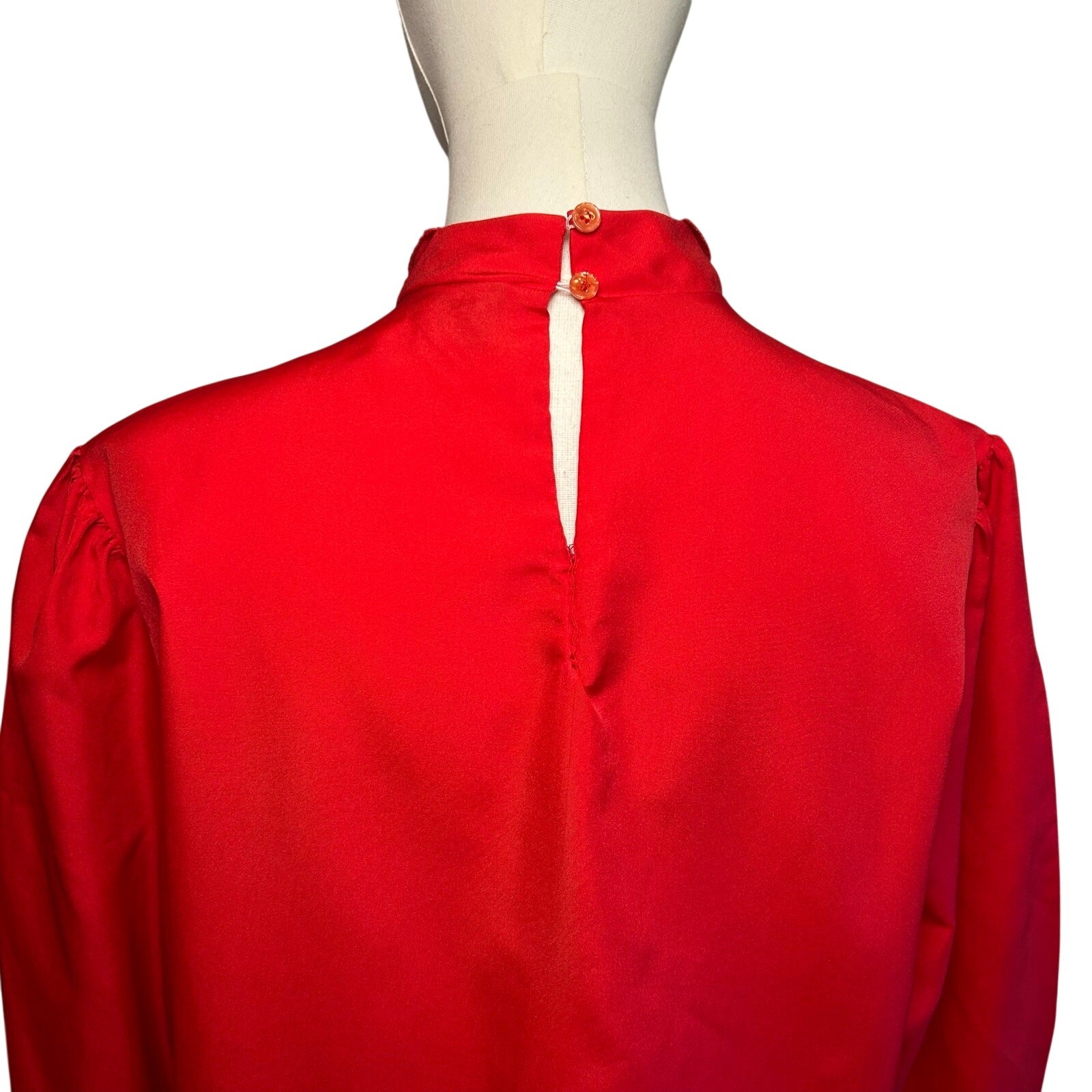 VTG 80s Claudia L Red Poinsettia Holiday Blouse Romantic Retro Twee Coquette