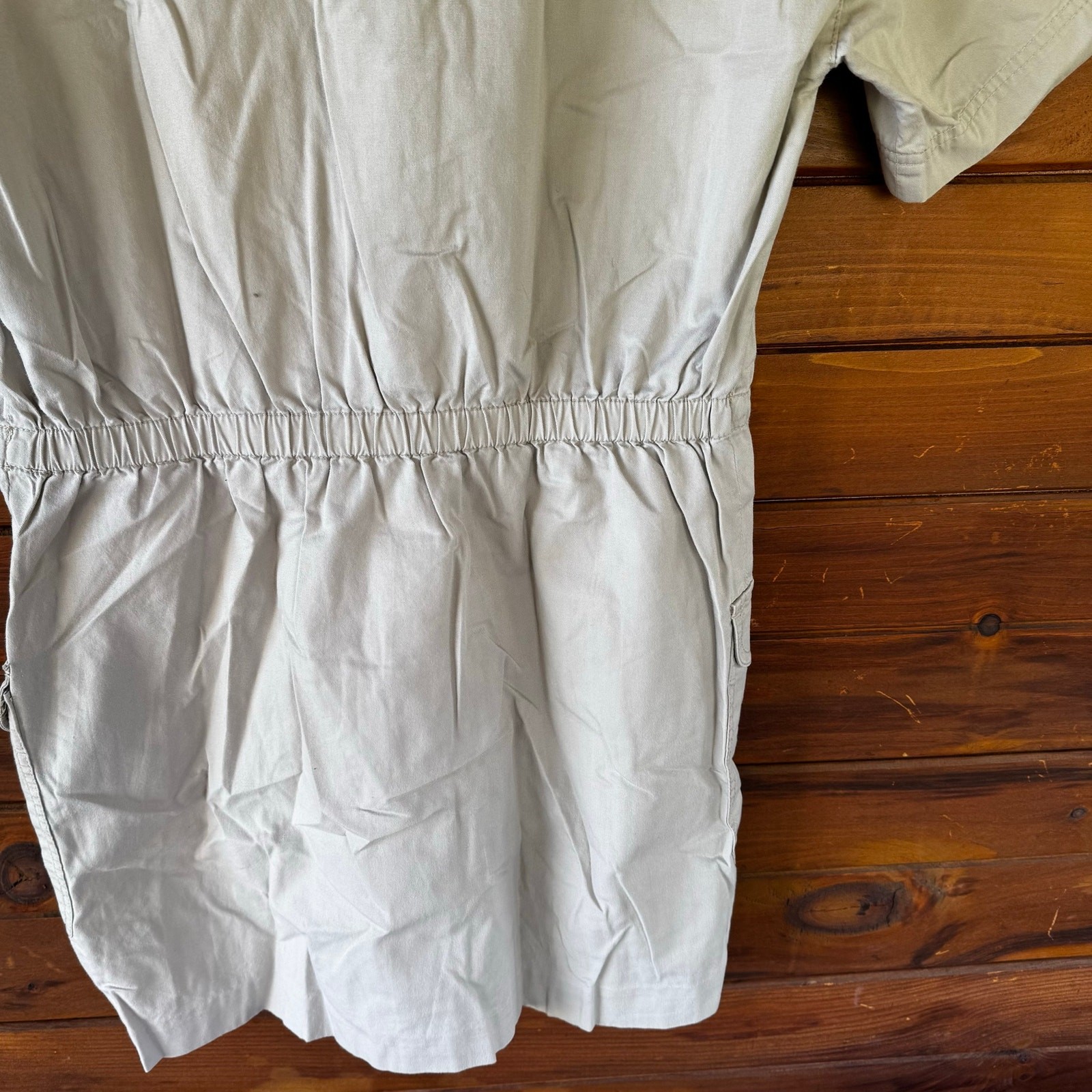 VTG 1980s Liz Claiborne Minimalist Saharienne Safari Utility Cotton Dress Size 8