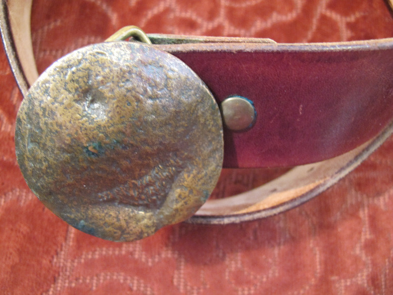 Esperanza Belt Buckle vtg60s Female Torso~Brass~Signed+Leather Works belt FREE H