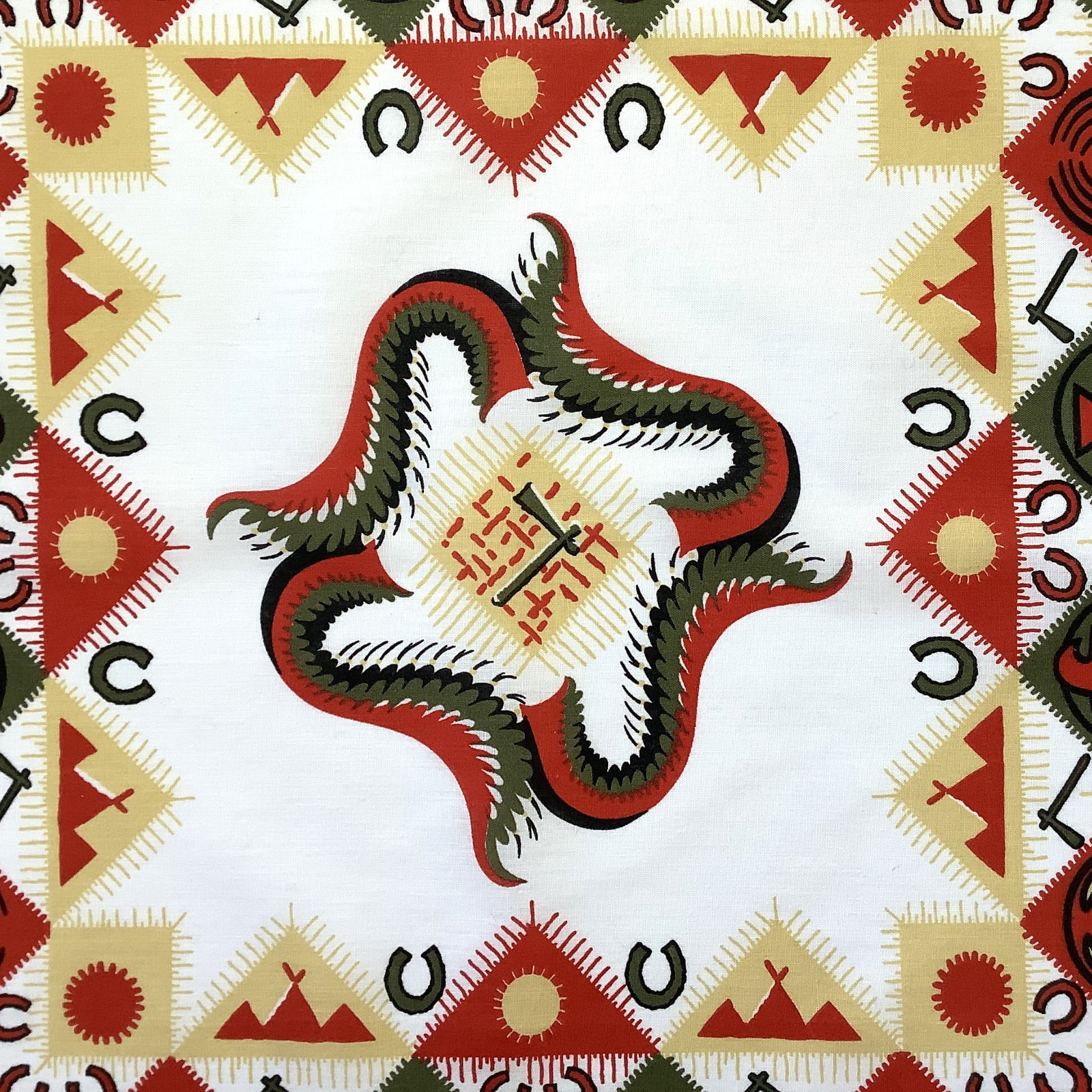 Vtg Bandana Southwest Native American Design Handkerchief 22.5 x 21.5 USA